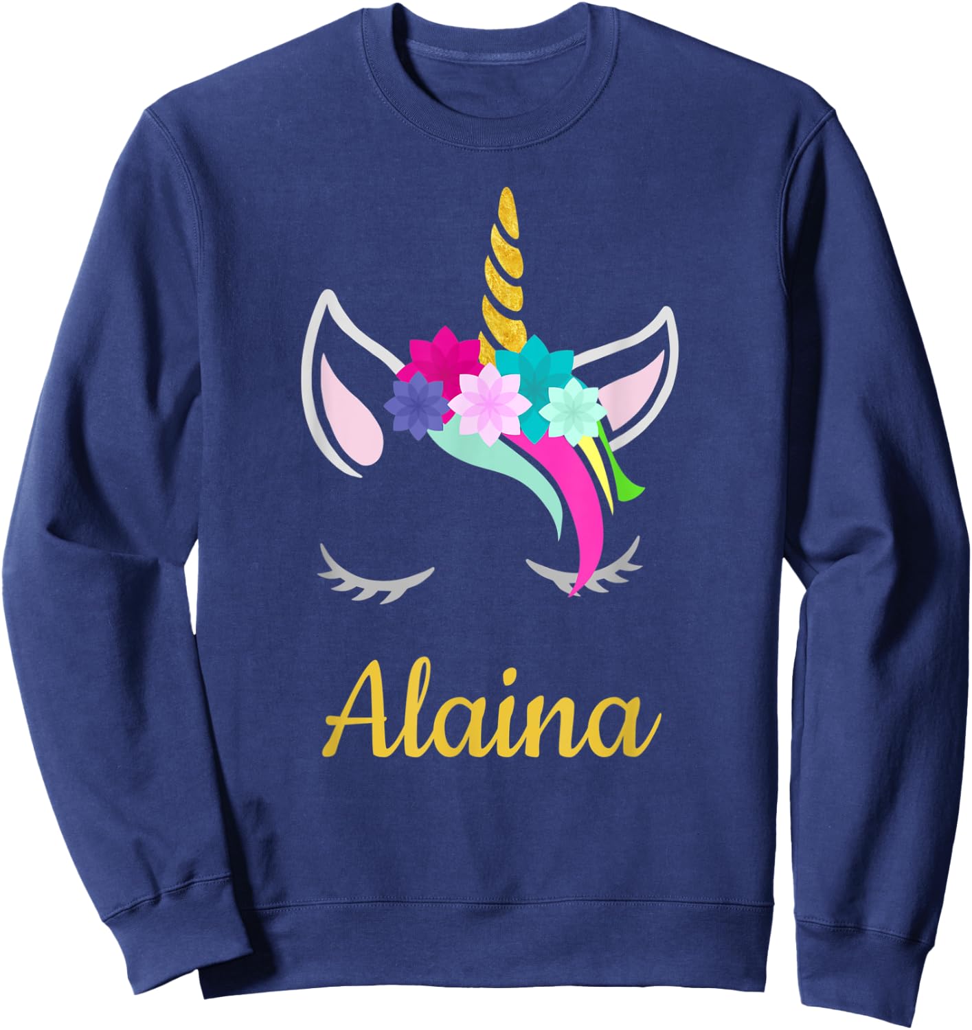Alaina Dark Unicorn Name Sweatshirt - Sweatshirt | Navy