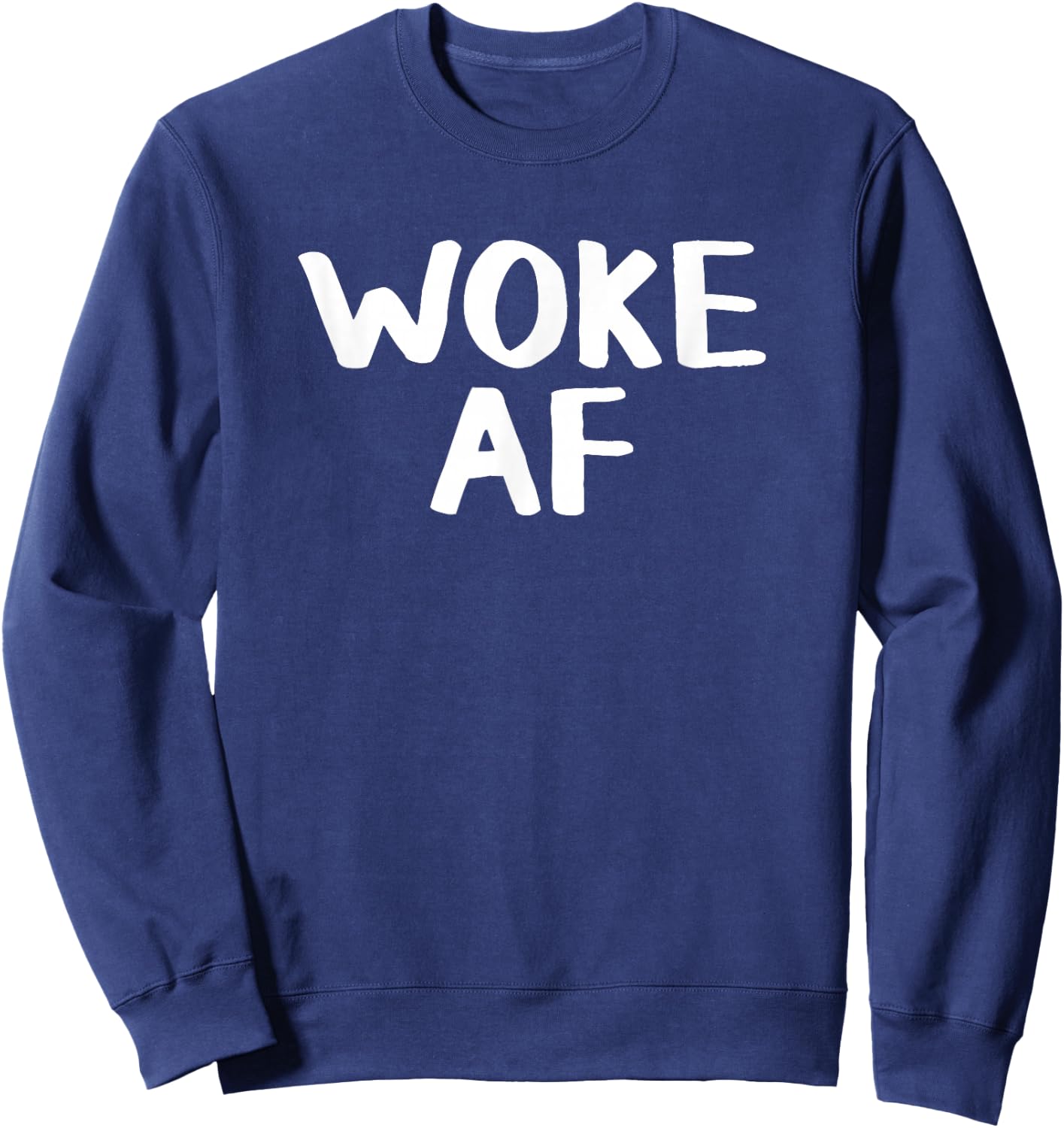 Woke AF -Adults Black Modern Classic Fit Short Sleeve Sweatshirt - Sweatshirt | Navy