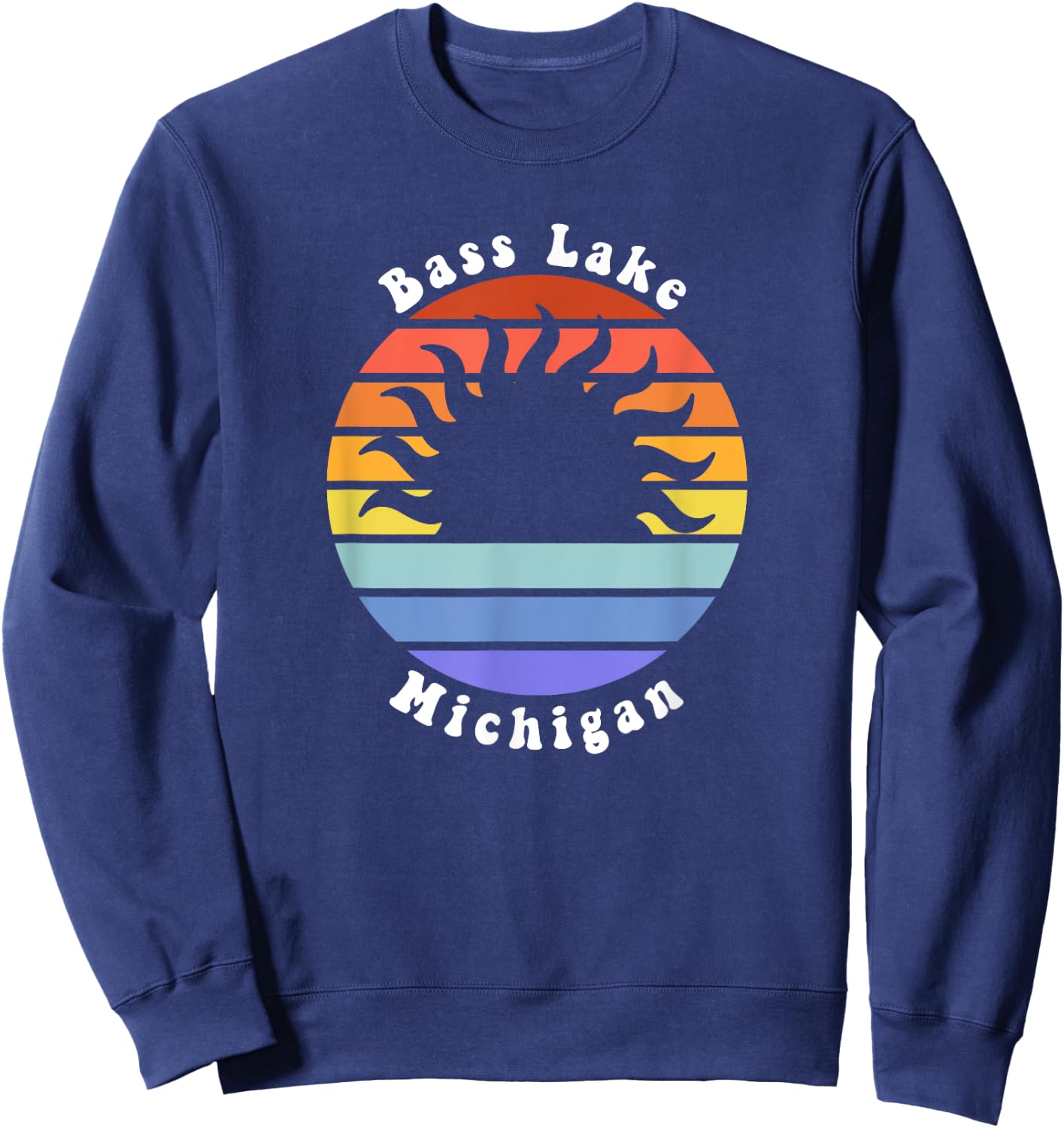 Bass Lake Michigan MI Sunset Summer Vacation Women Kids Sweatshirt - Sweatshirt | Navy