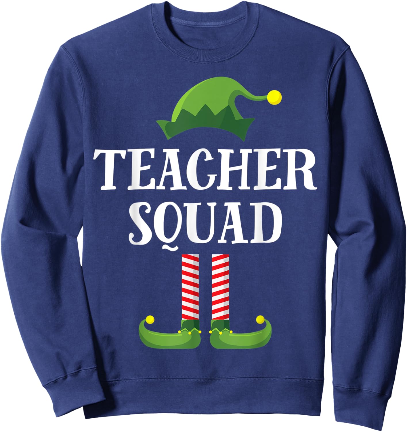 Teacher Squad Elf Matching Group Christmas School Party Sweatshirt - Sweatshirt | Navy