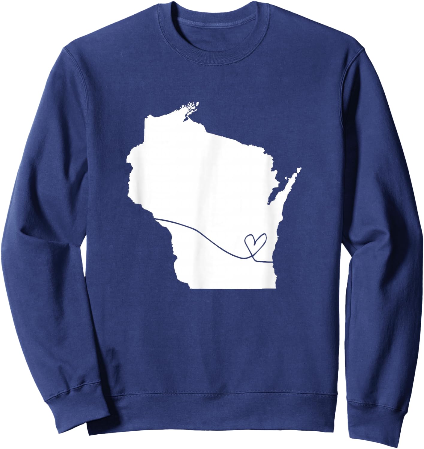 Wisconsin Love Heart Home State Midwest Wisco Vintage Retro Sweatshirt - Sweatshirt | Navy