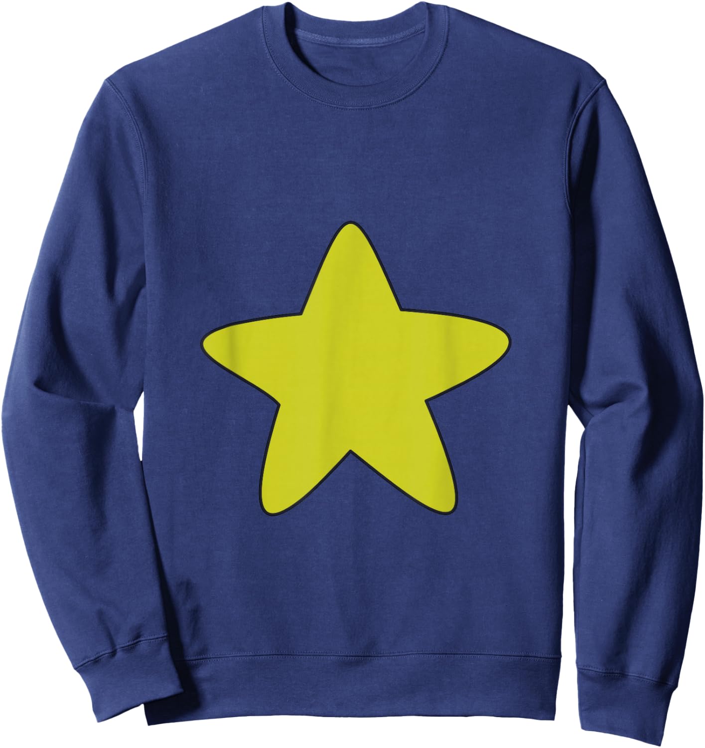 Bright Yellow Star Belly Shirt, Distressed Gold Star Stomach Sweatshirt - Sweatshirt | Navy
