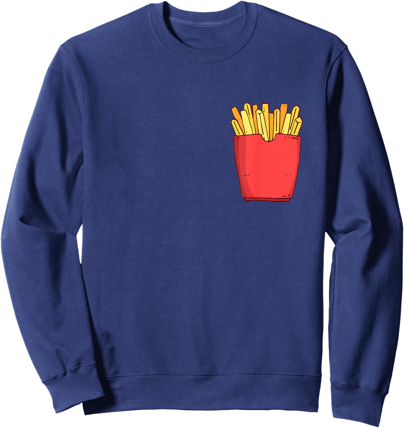 Fries Chest Pocket Pocket Fries Fast Food , black Sweatshirt - Sweatshirt | Navy