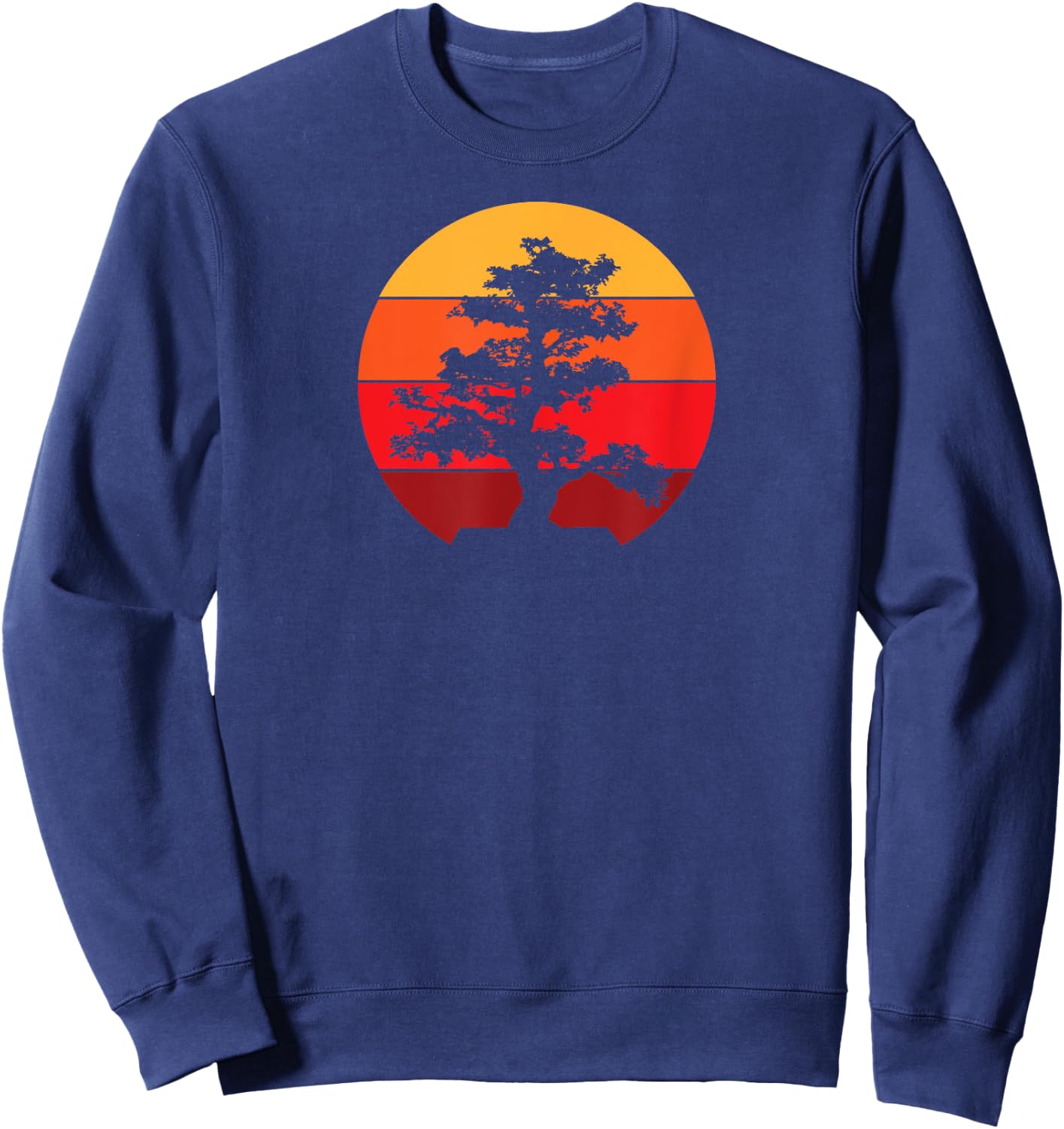 Pacific Ocean Beach Bonsai Tree Sun Retro Vintage Men Women Girls Kids Sweatshirt - Sweatshirt | Navy