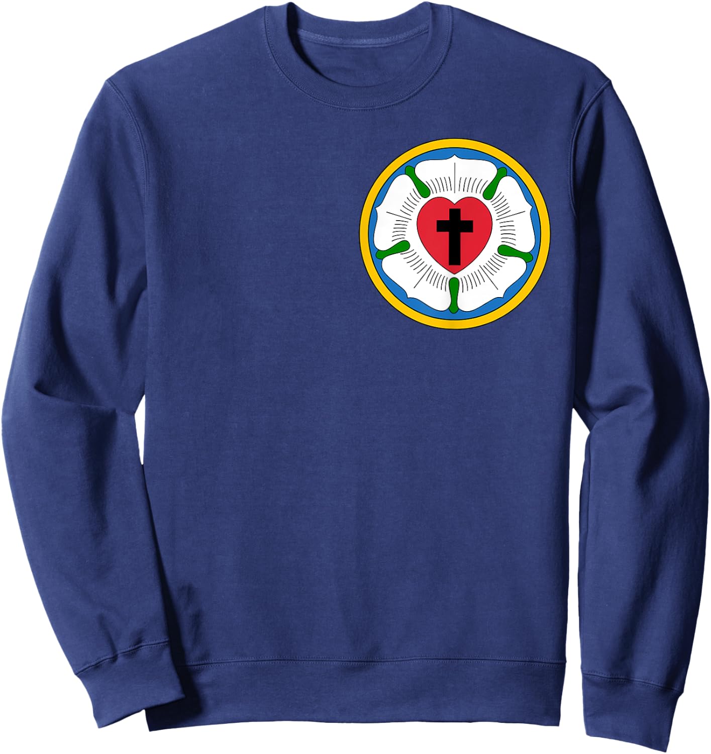 Lutheran Martin Luther Heart Rose Concords Reformation Cross Sweatshirt - Sweatshirt | Navy