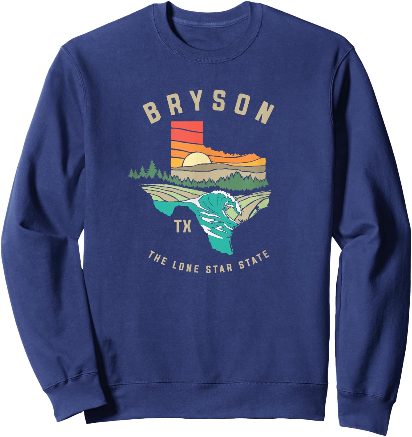 Bryson Texas Outdoors Vintage Nature Illustration Sweatshirt - Sweatshirt | Navy