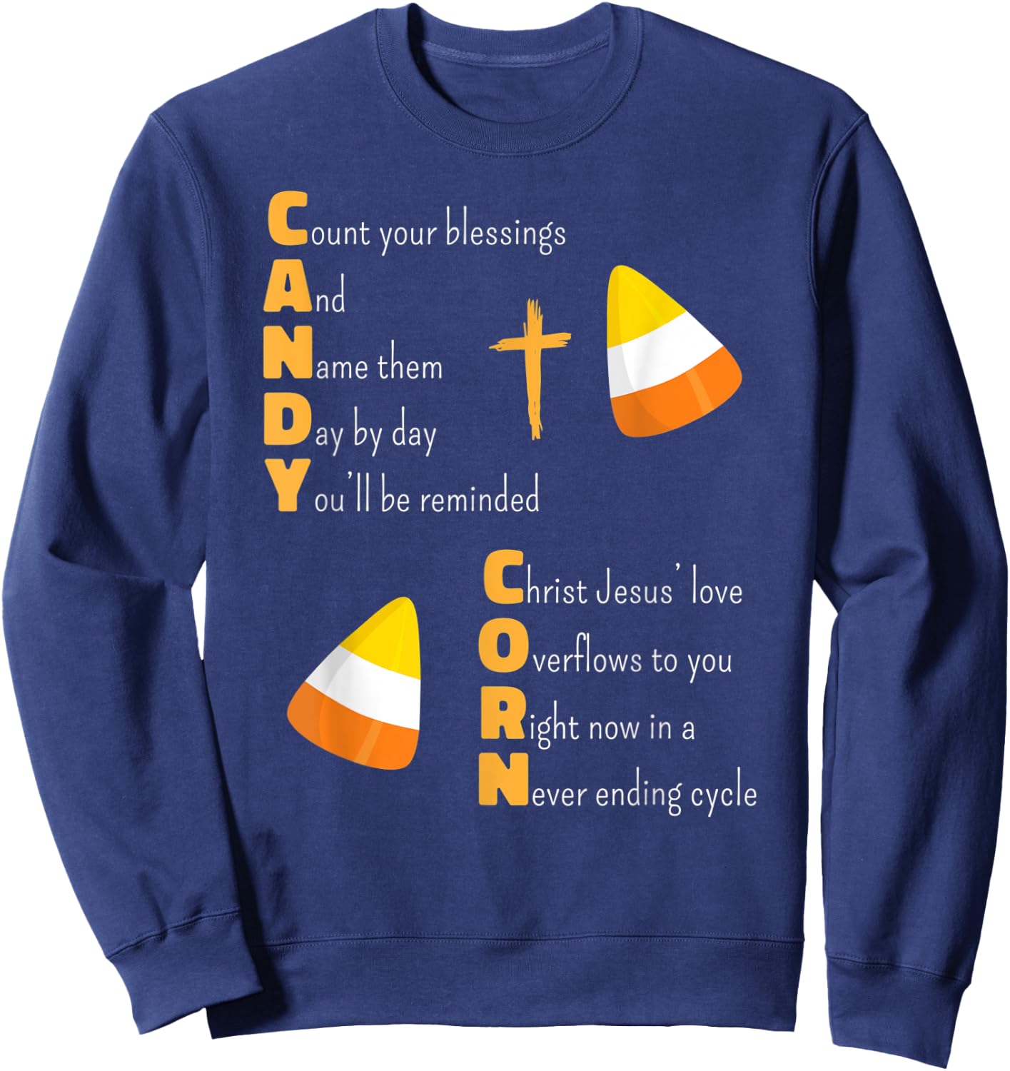 Christian Candy Corn Halloween Jesus Loves Boys Girls Kids Sweatshirt - Sweatshirt | Navy