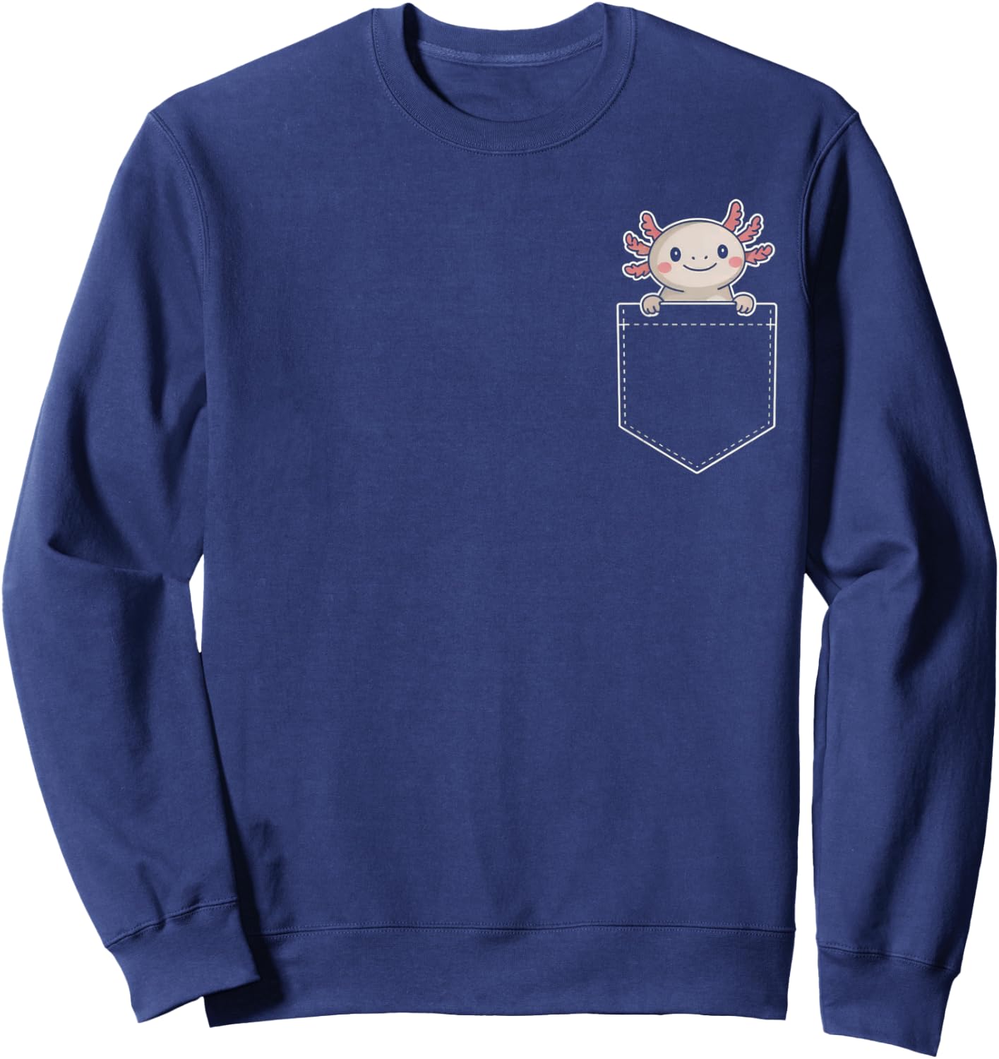 Axolotl Pocket Funny Kawaii Boys Girls Cute Pink Axolotl Sweatshirt - Sweatshirt | Navy