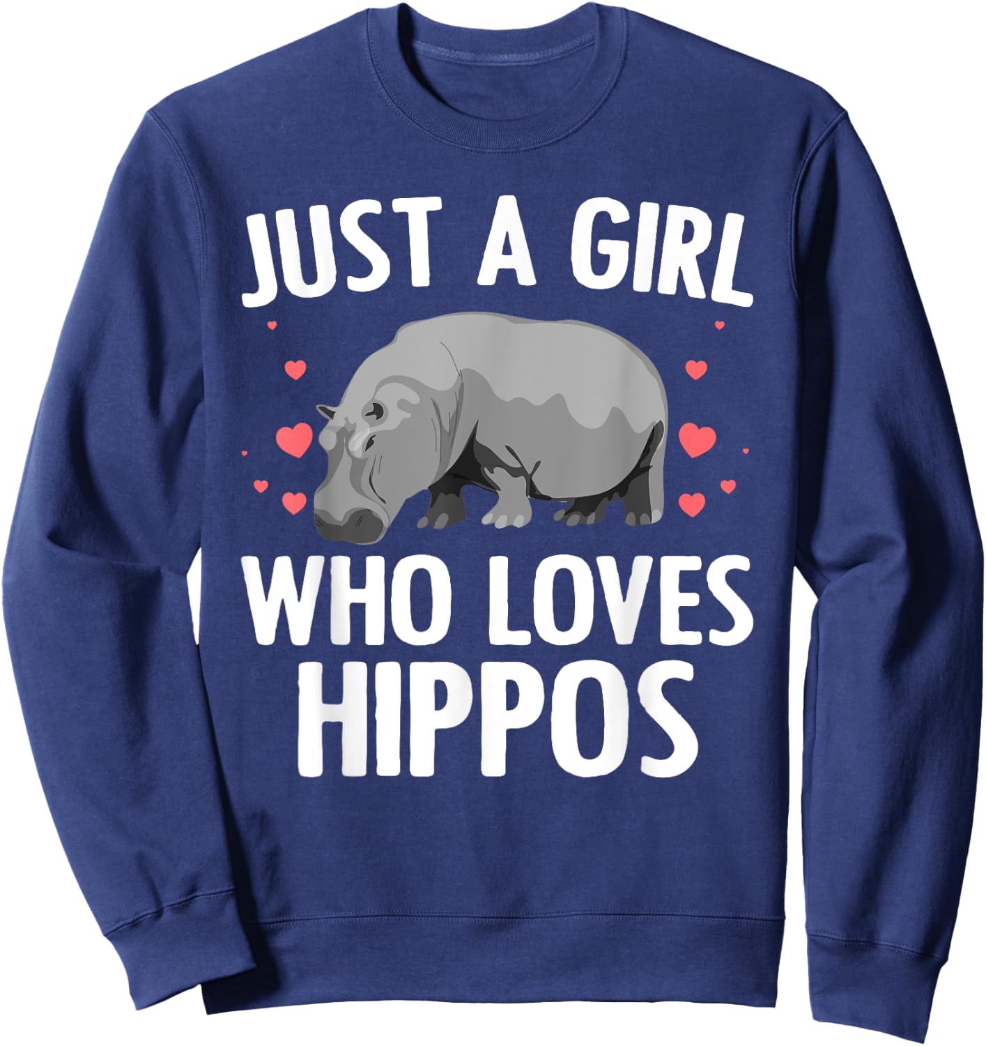 Hippo Gift Hippopotamus Lover Accessories & Stuff Funny Hippopotamus Design For Girls Women Teens Hippo Lovers Sweatshirt - Sweatshirt | Navy