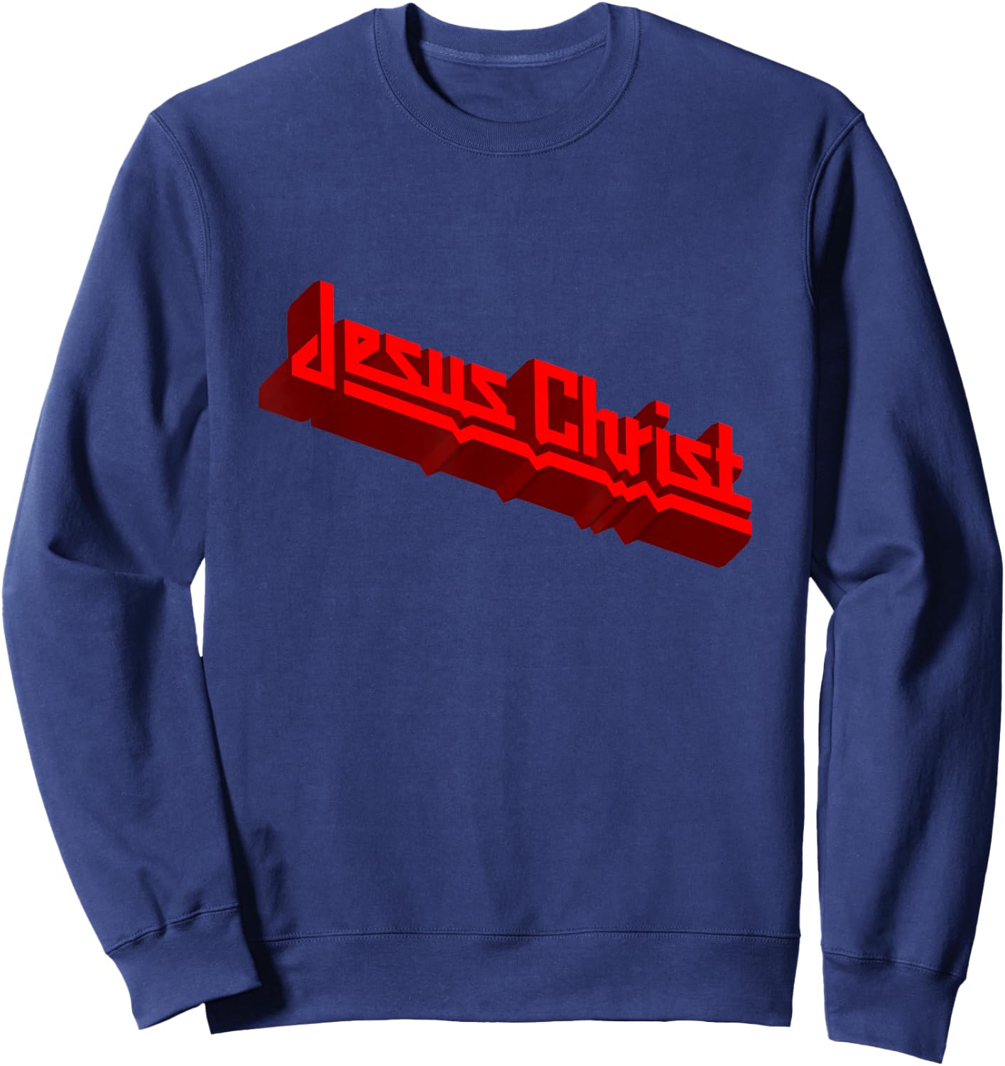 Heavy Metal Jesus Christ in the Judas Priest Style Sweatshirt - Sweatshirt | Navy