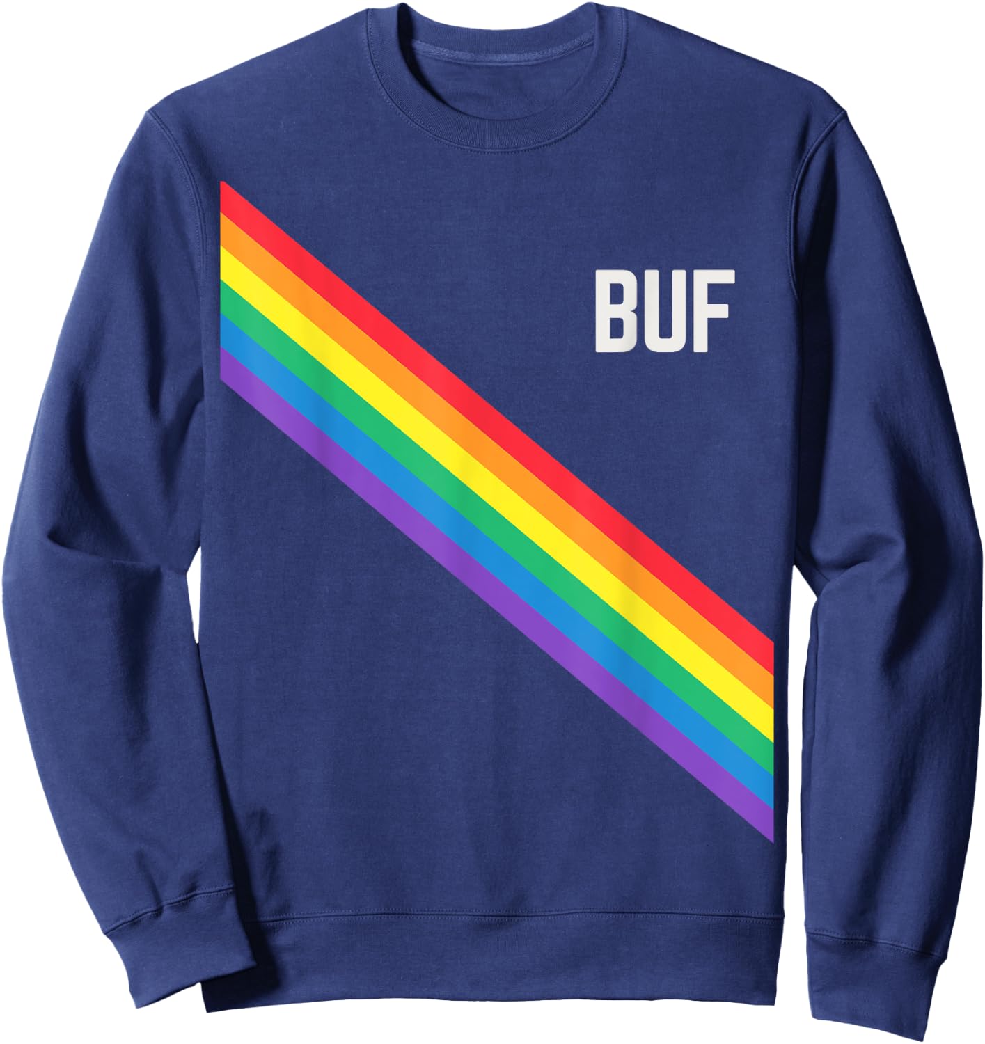 Buffalo Pride Week Rainbow Gay Pride Colors LGBTQ Ally Sweatshirt - Sweatshirt | Navy