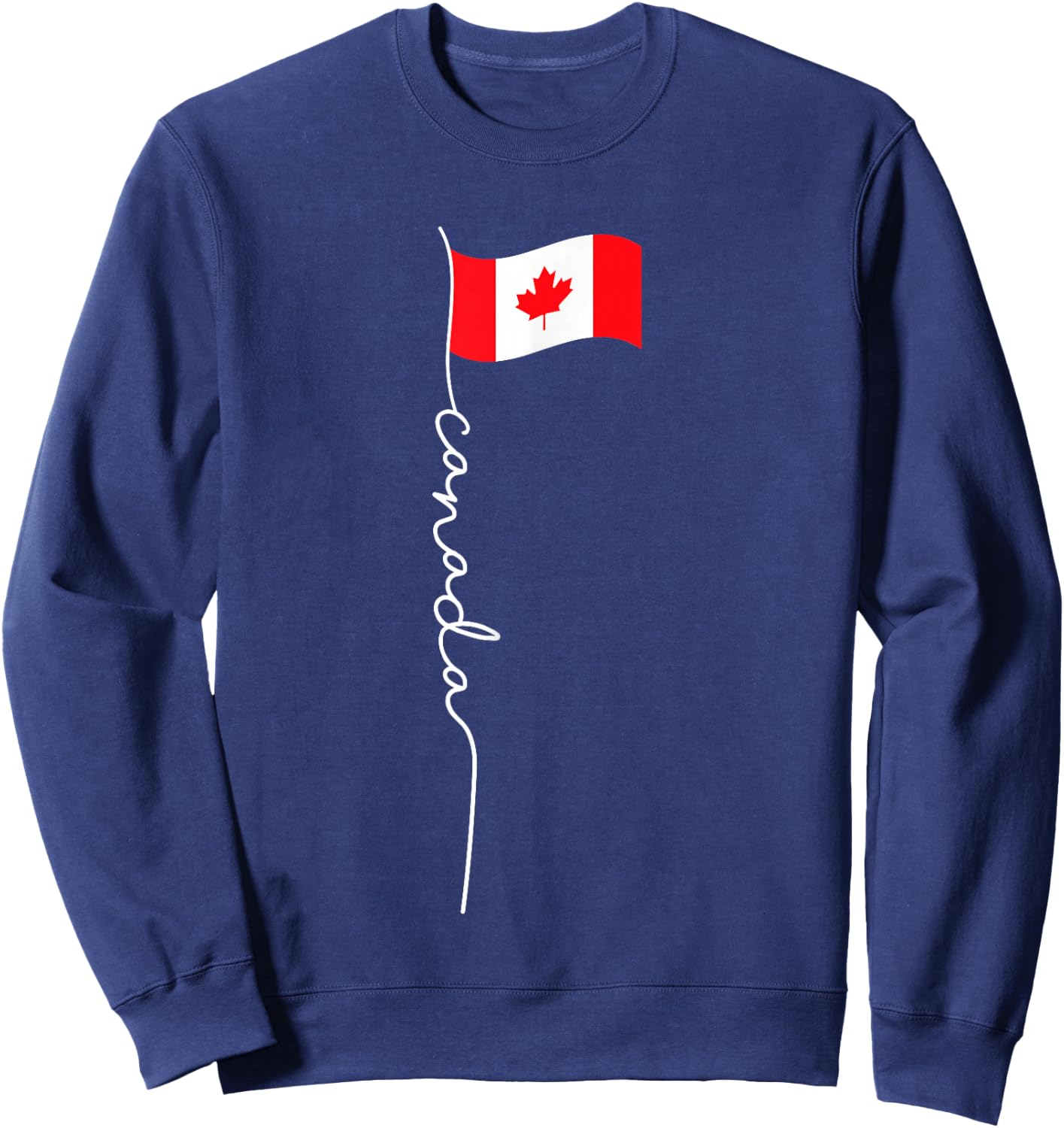 Canada Signature Flag Pole - Patriotic Canadian Flag Sweatshirt - Sweatshirt | Navy
