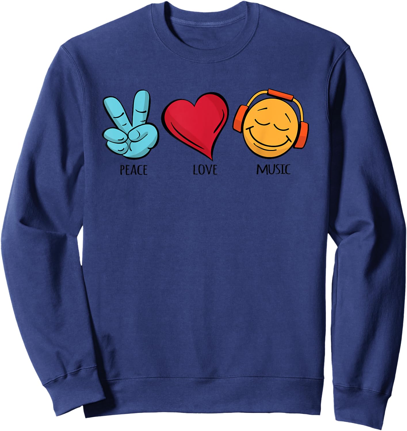 Classic Peace Love Music , black Sweatshirt - Sweatshirt | Navy