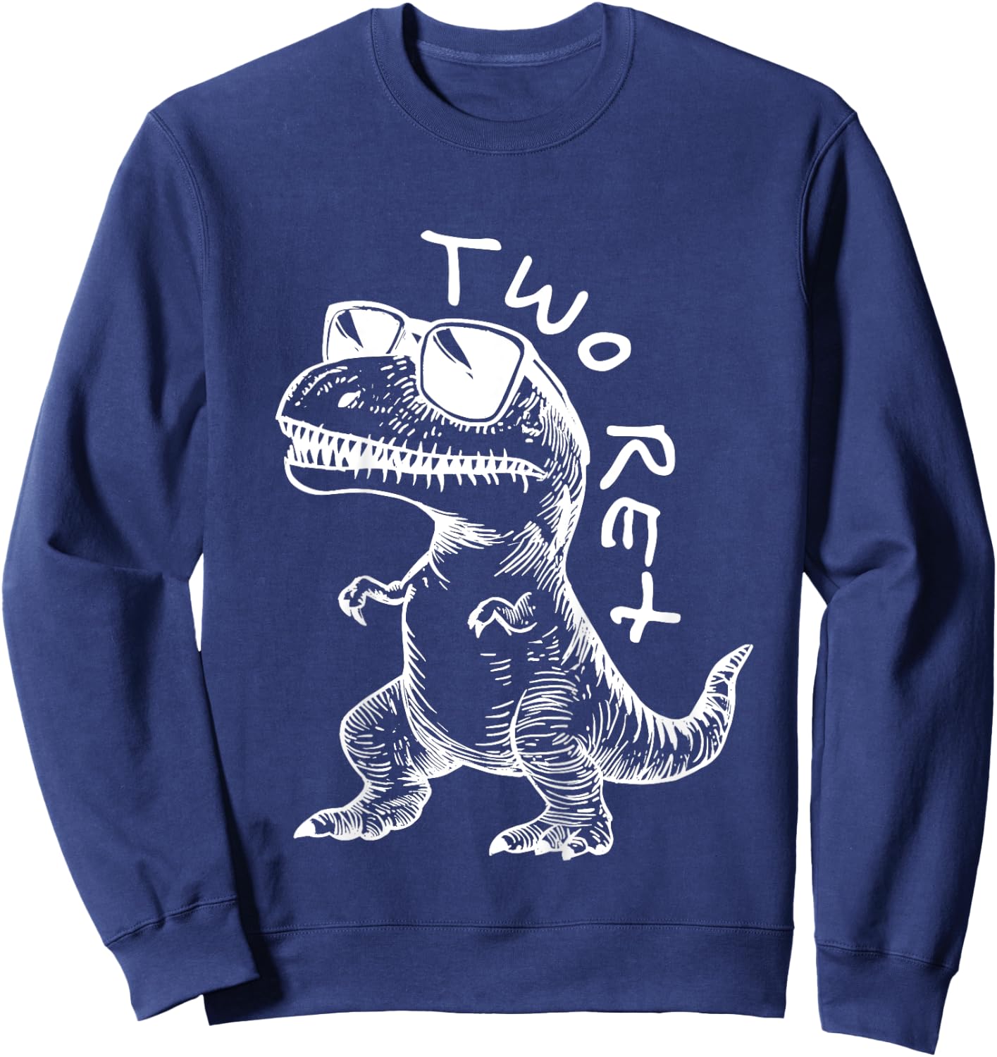 Kids Two Rex 2nd Birthday Gifts Second Dinosaur Boy 2 Years Old Sweatshirt - Sweatshirt | Navy