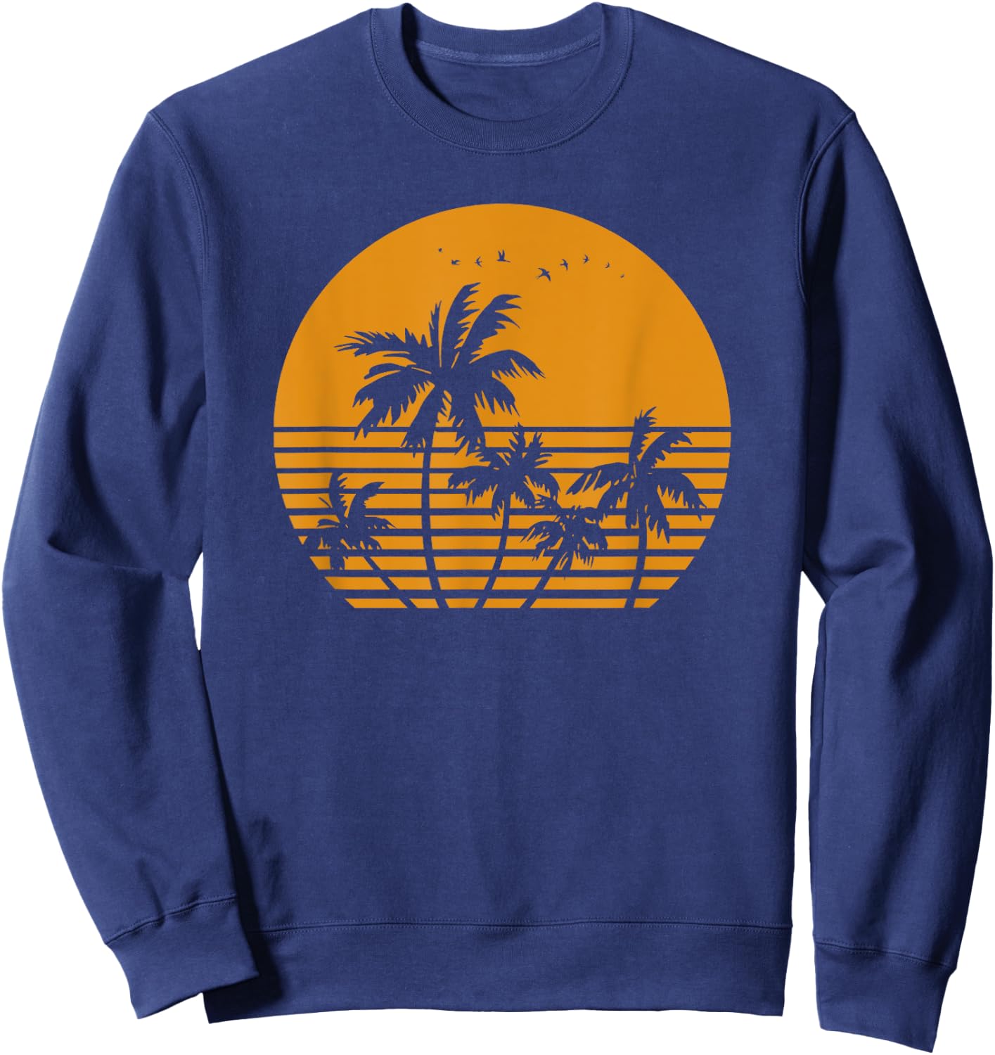 Vintage Birds Sunset Beach Palm trees Sweatshirt - Sweatshirt | Navy
