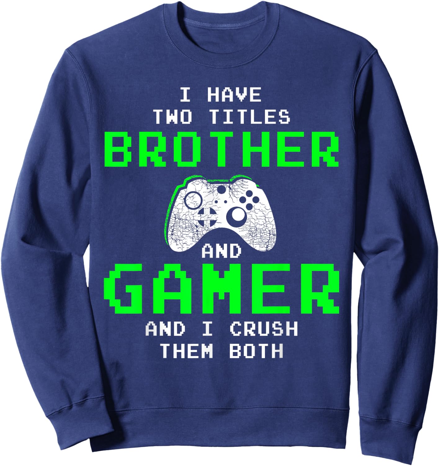 Funny Gaming Brothers - Gamer Gifts for Teen Boys Short Sleeve Sweatshirt - Sweatshirt | Navy