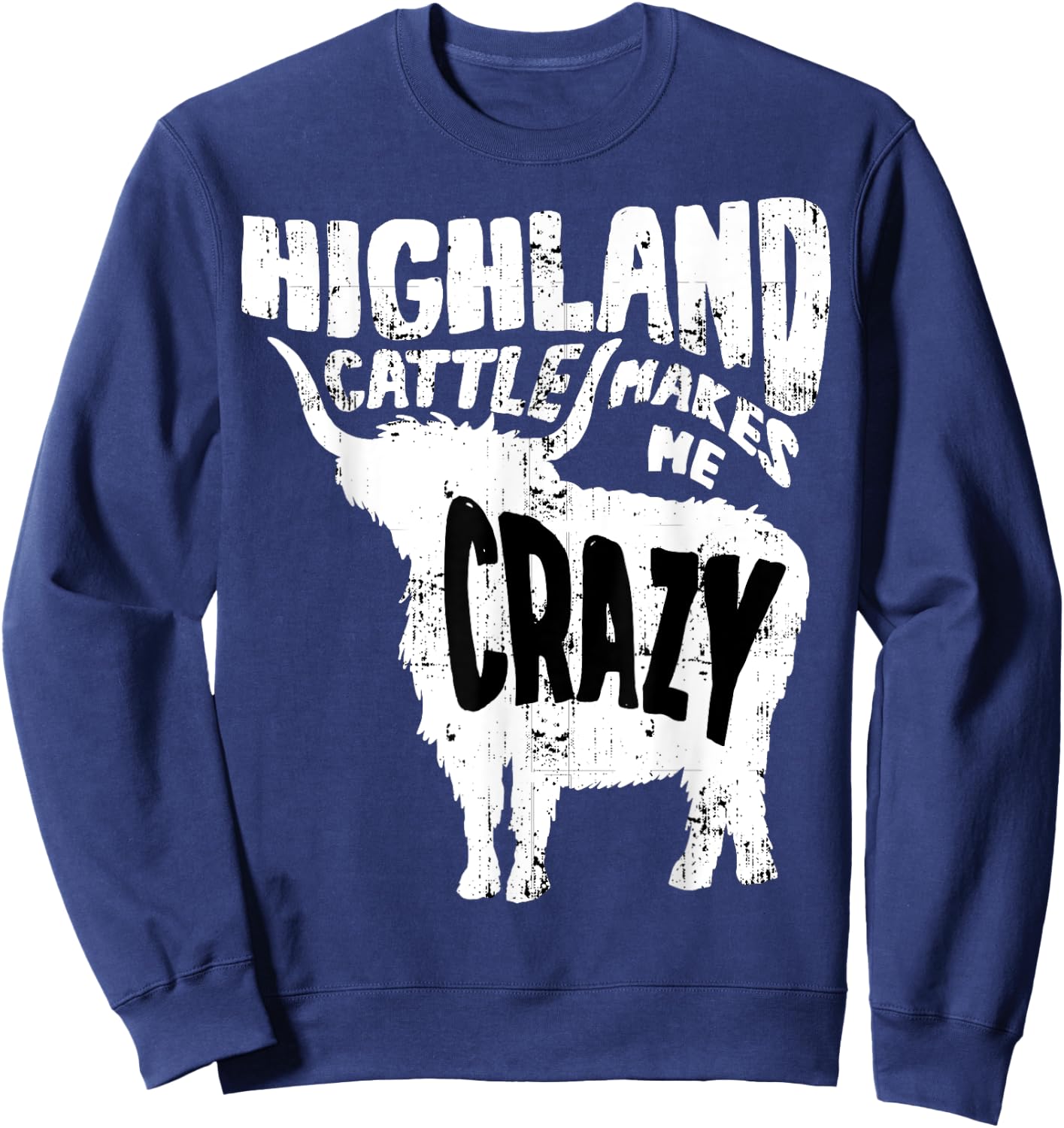 Scottish Cattle Hairy Cow Farmer Rancher Funny Highland Cow Sweatshirt - Sweatshirt | Navy