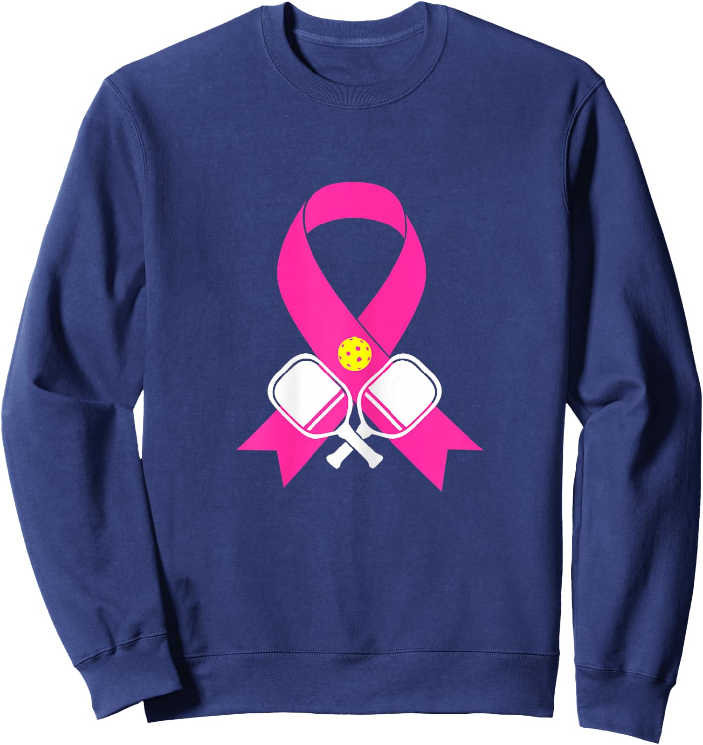 Pickleball Breast Cancer Awareness Pink Ribbon Sweatshirt - Sweatshirt | Navy