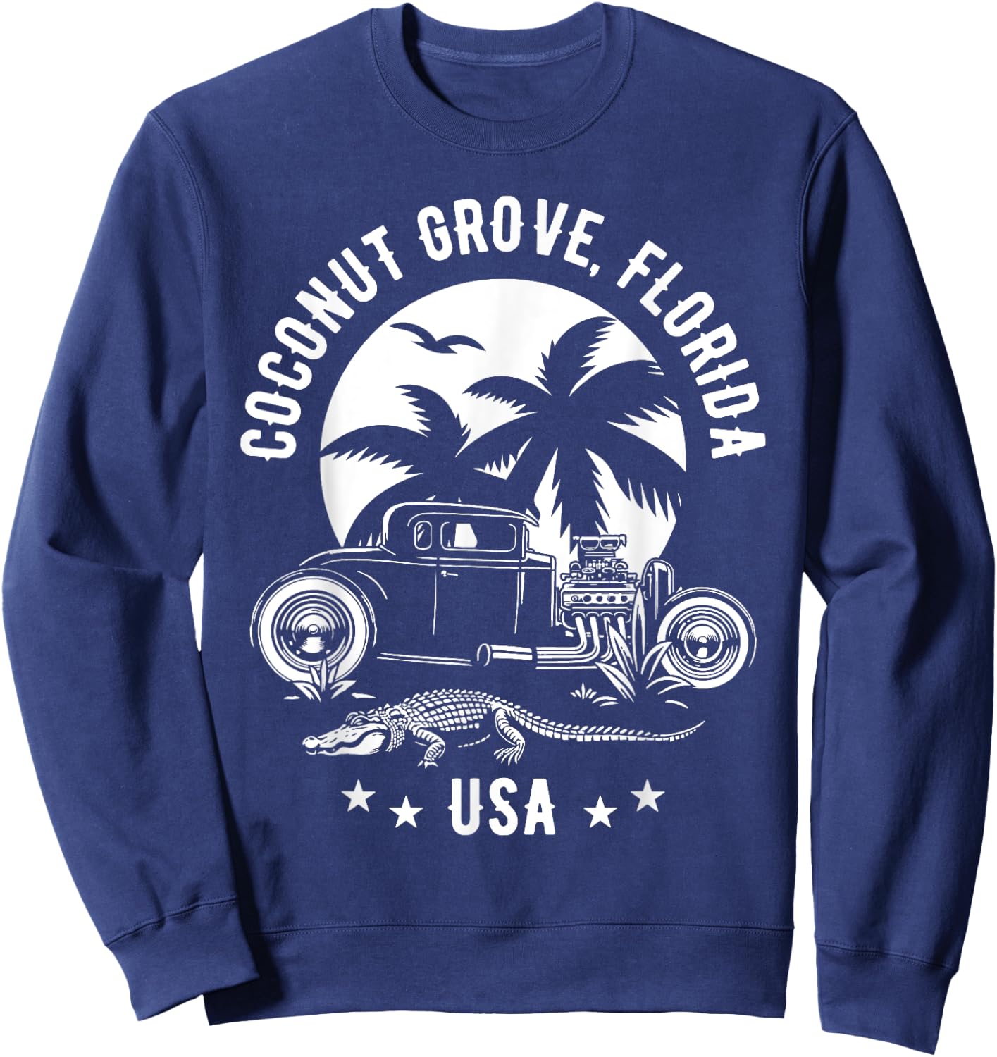 Coconut Grove Florida Sunset Hotrod Retro Design Sweatshirt - Sweatshirt | Navy