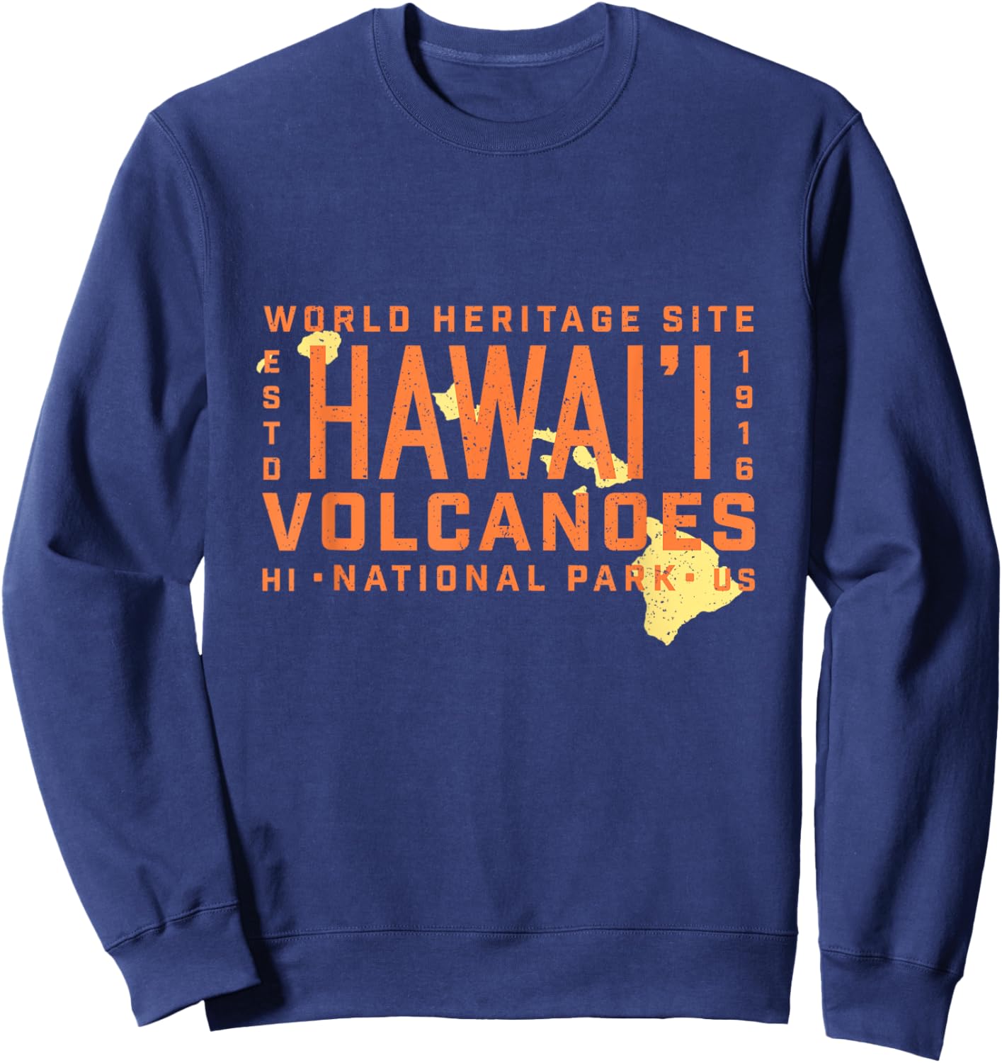 Hawaii Islands Travel Map Hawaii Volcanoes National Park Sweatshirt - Sweatshirt | Navy