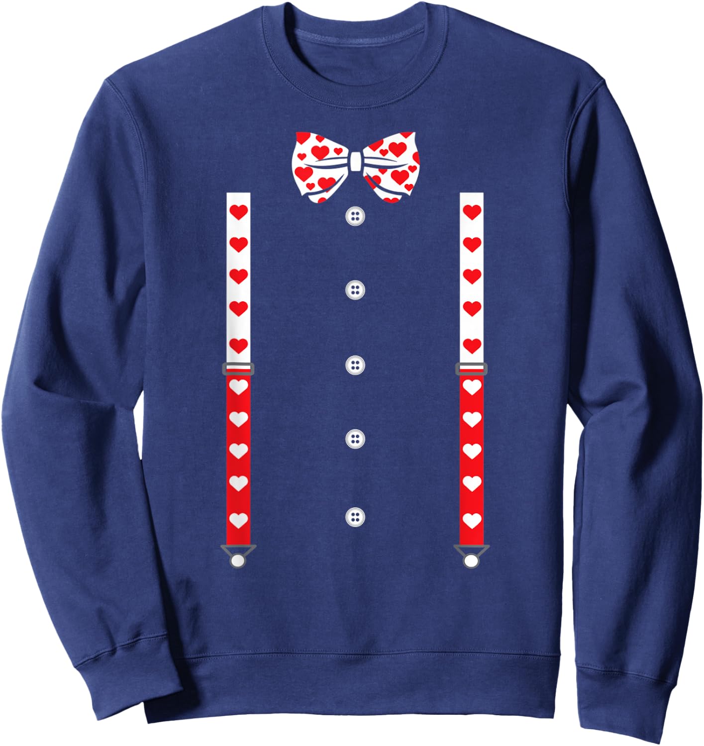 Heart Bow Tie and Braces Cupid Valentine's Day Costume , black Sweatshirt - Sweatshirt | Navy