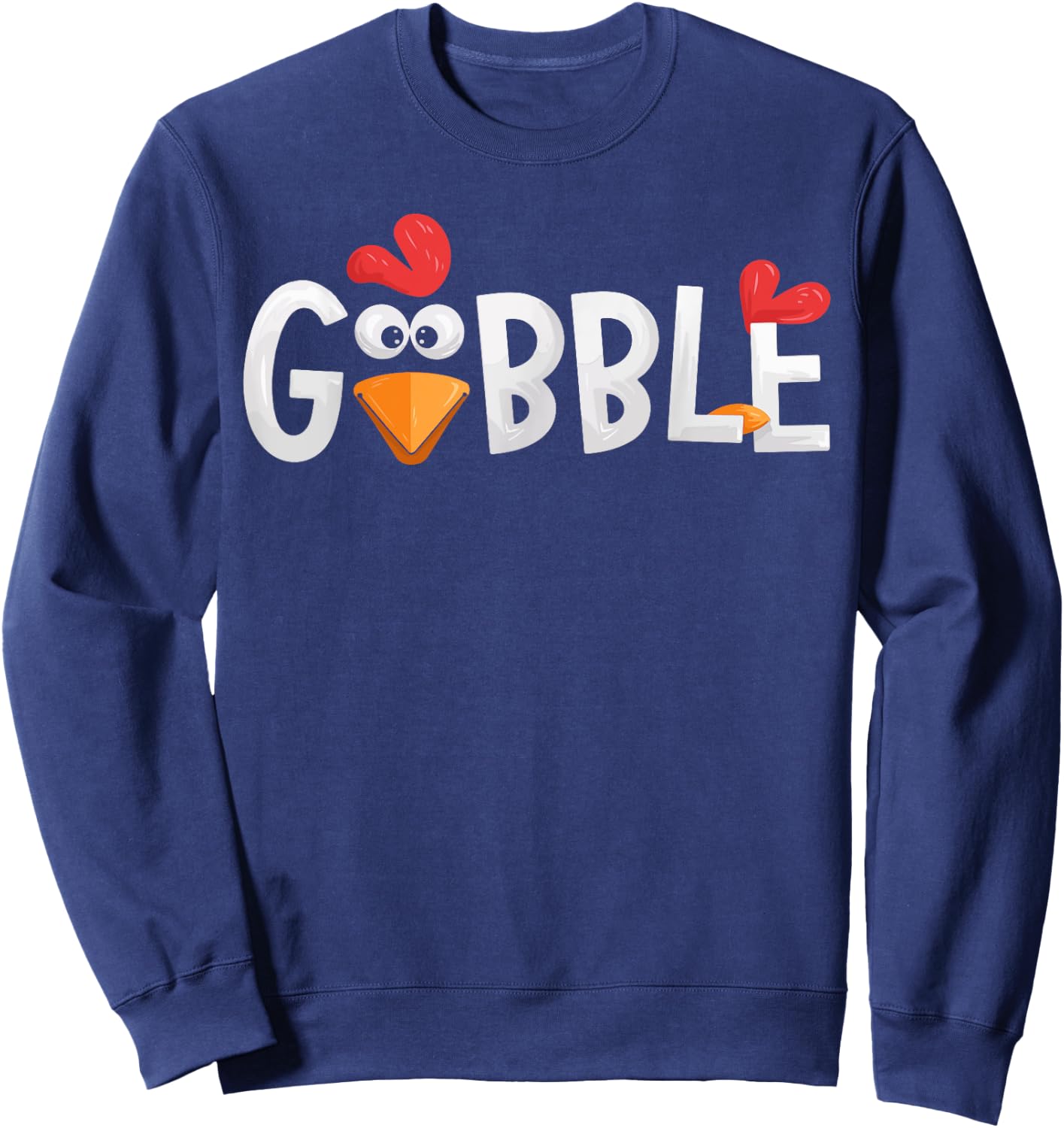 Blazin27 Gobble Gobble - Adult Thanksgiving-themed - Black - Small - - Short Sleeve Sweatshirt - Sweatshirt | Navy
