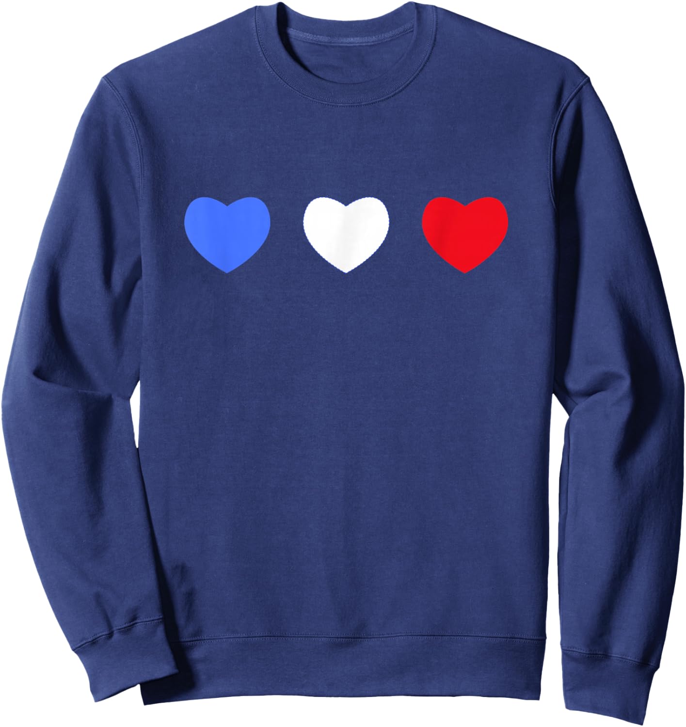 France cœurs tricolores drapeau bleu blanc rouge Sweatshirt - Sweatshirt | Navy