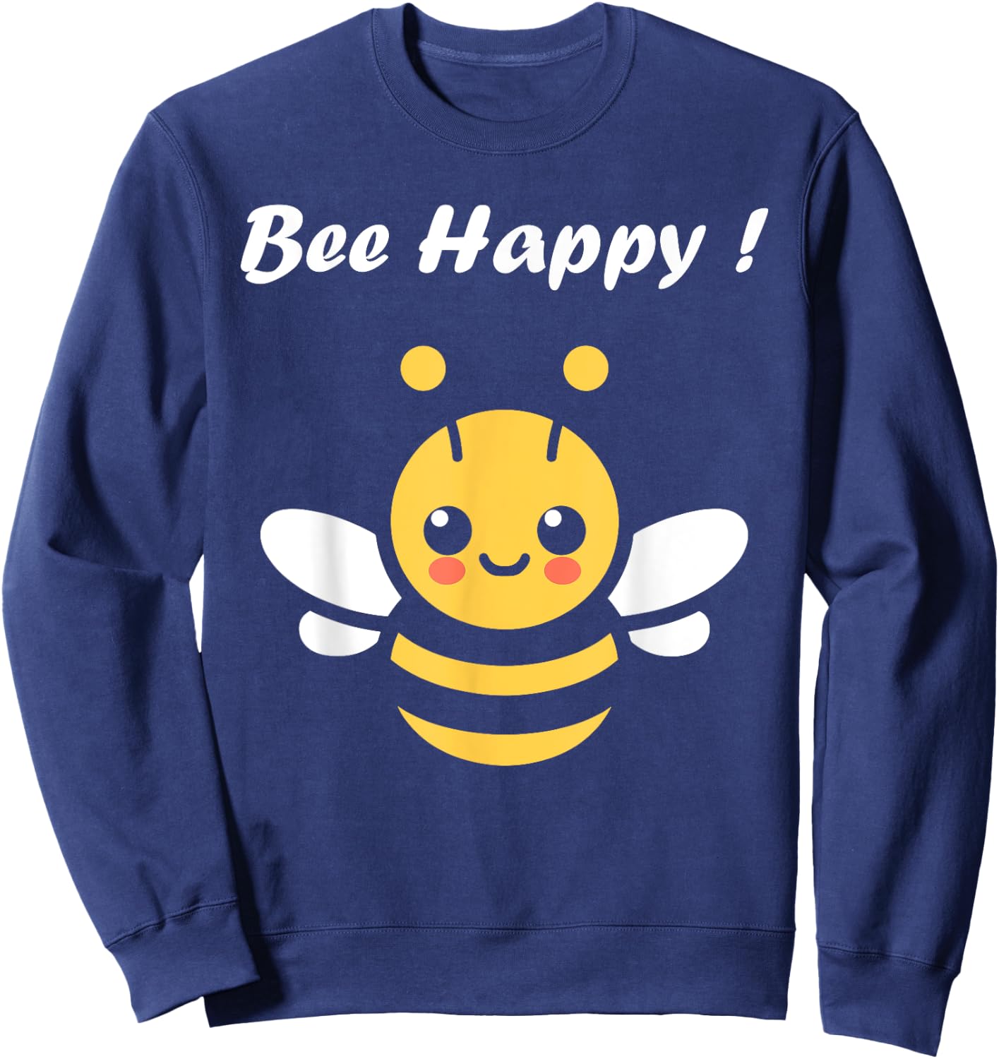 Cute Little Bee Funny Minimalist Bee Happy , Black, S Sweatshirt - Sweatshirt | Navy