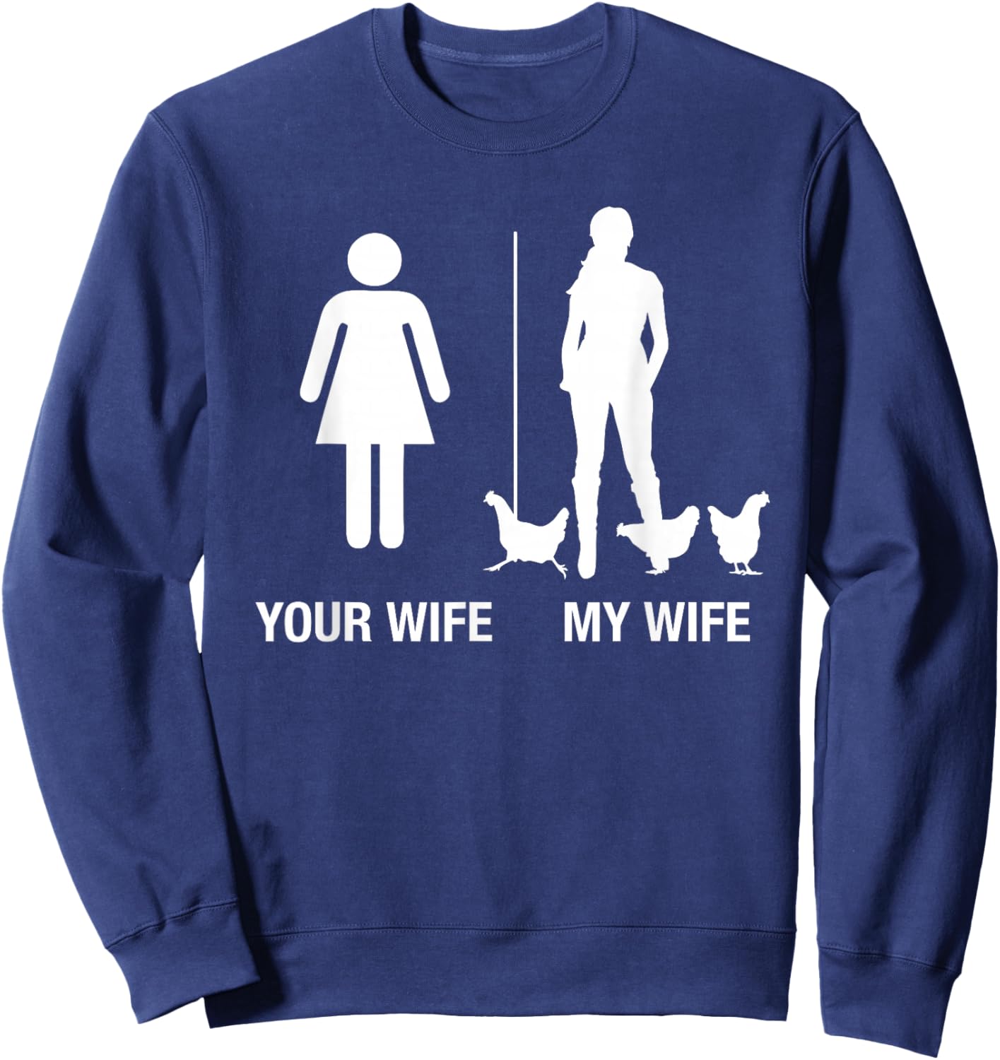 Your Wife My Wife Chicken Lady Farmer Husband Gift Sweatshirt - Sweatshirt | Navy