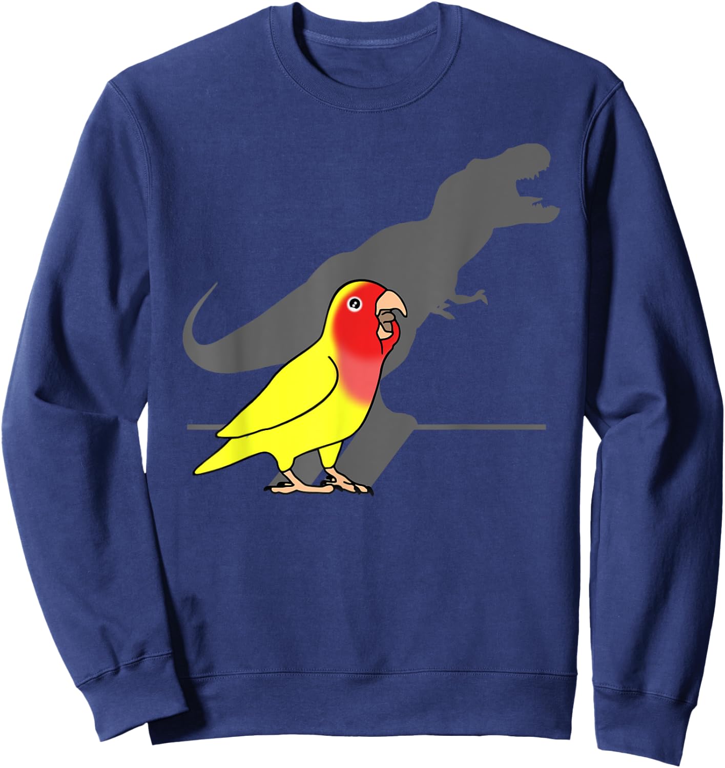 Funny Dinosaur T-Rex Shadow Rosy faced Yellow Lovebird Sweatshirt - Sweatshirt | Navy