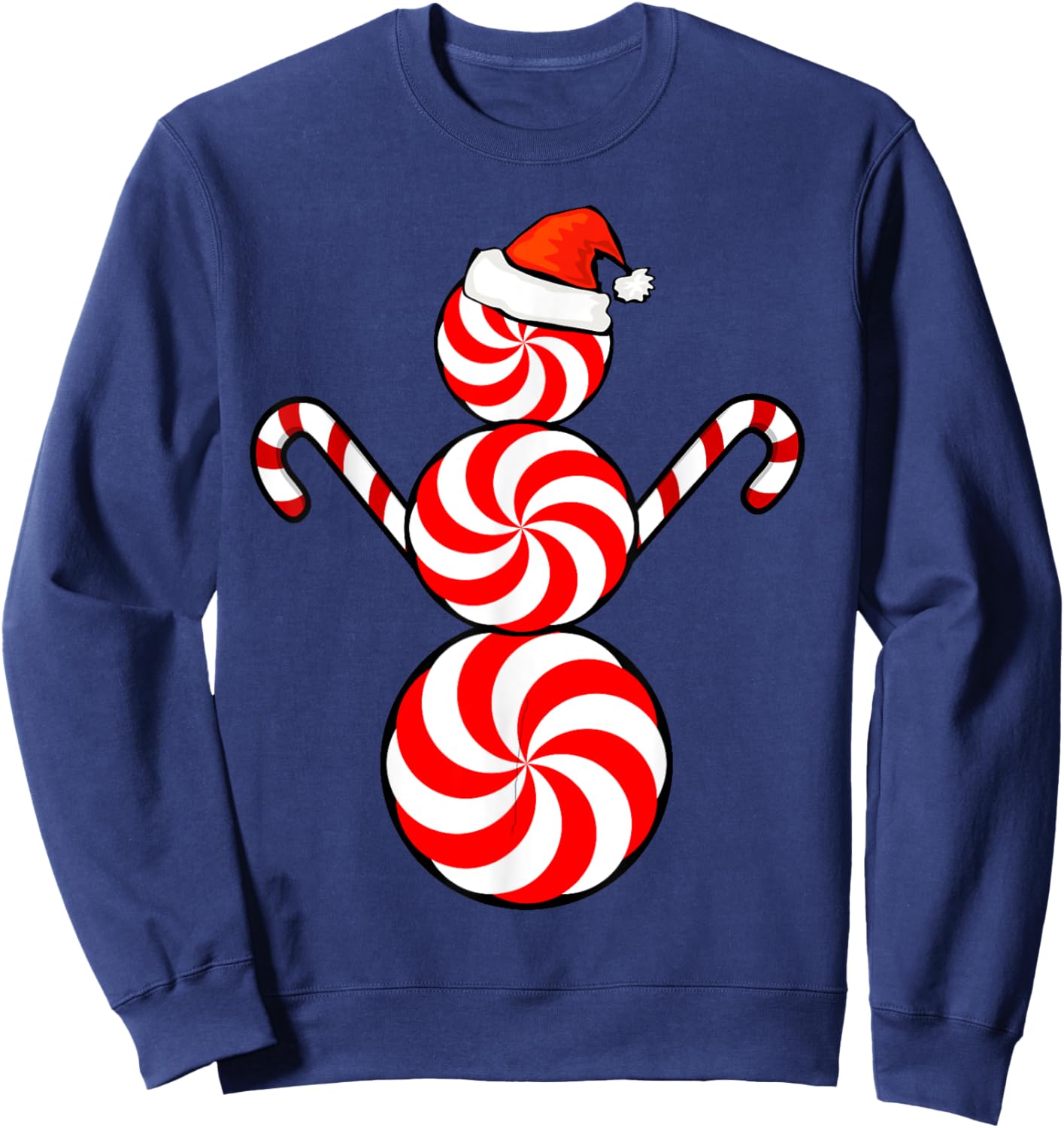 Funny Christmas Shirts Peppermint Candy Snowman Sweatshirt - Sweatshirt | Navy