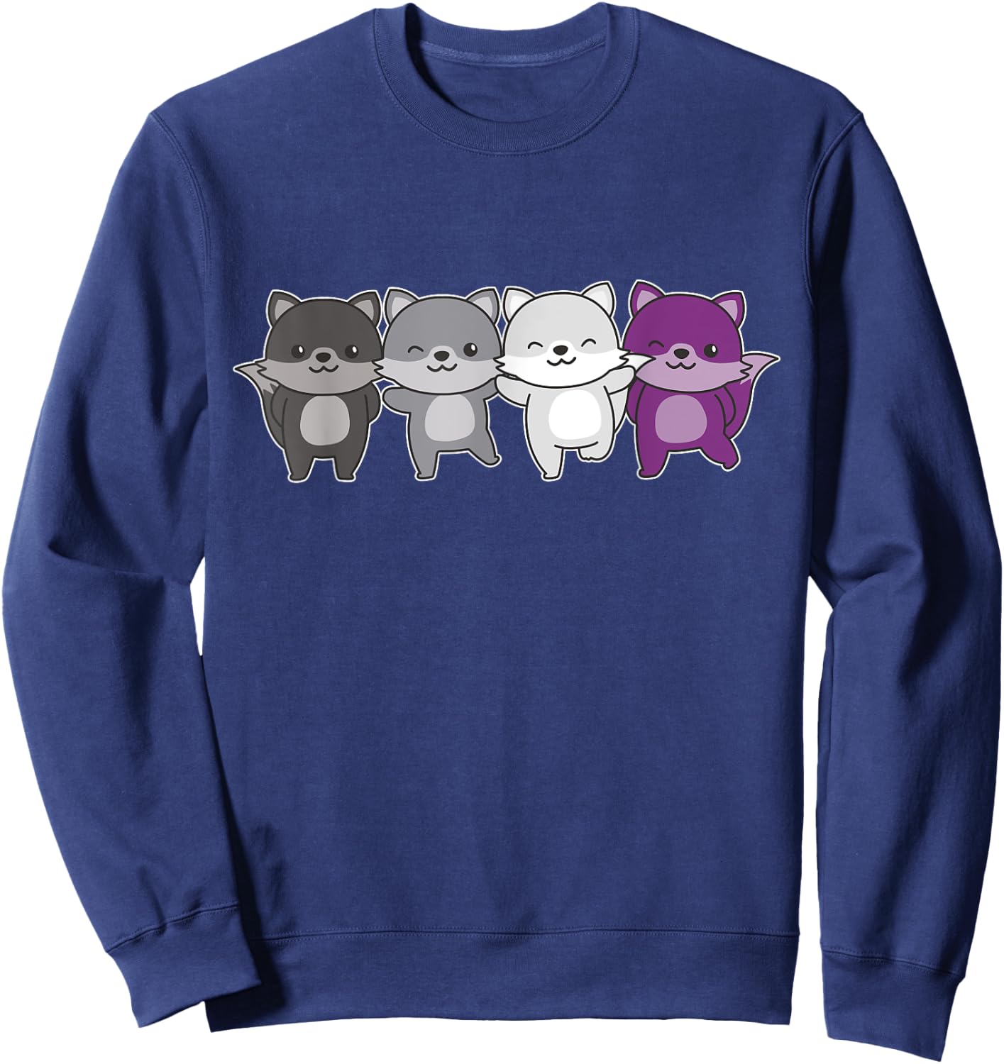 Asexual Flag Pride Lgbtq Asexual Fox Sweatshirt - Sweatshirt | Navy