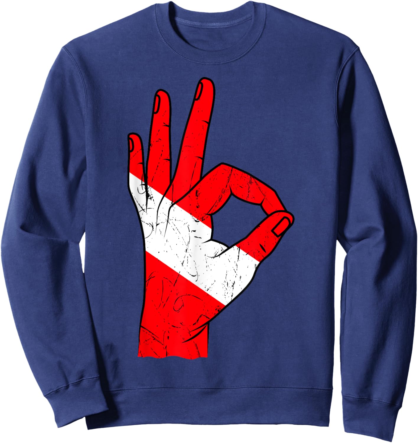 Hand Sign OK Scuba Diving Diver Down Flag Underwater Dive Sweatshirt - Sweatshirt | Navy