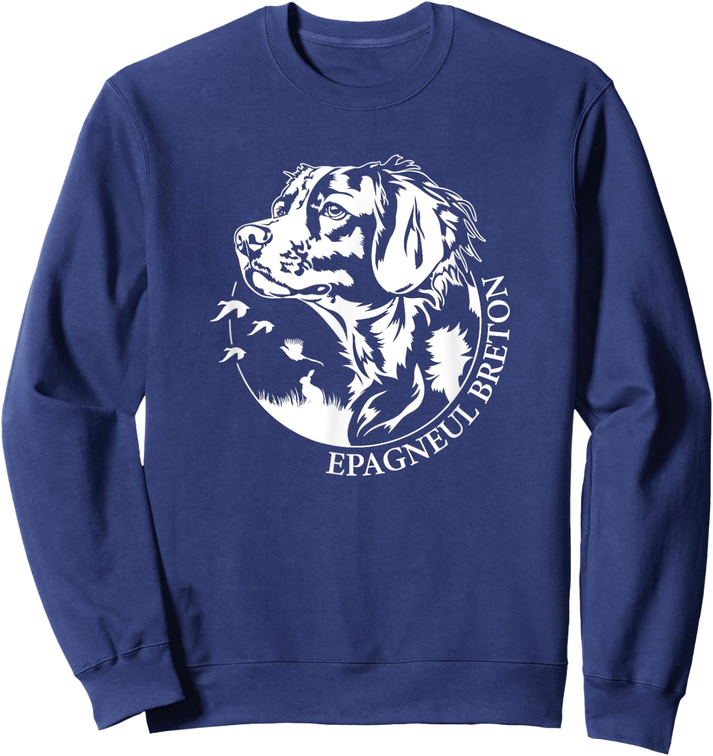 Breton Spaniel Hunting Dog Portrait Hunting Dog , Black, S Sweatshirt - Sweatshirt | Navy
