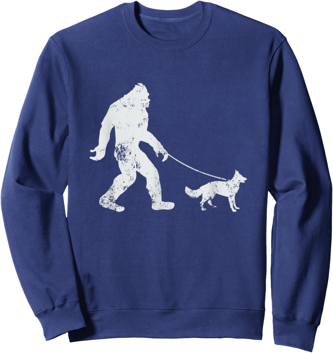 Bigfoot walking German Shepherd Funny Sasquatch Sweatshirt - Sweatshirt | Navy