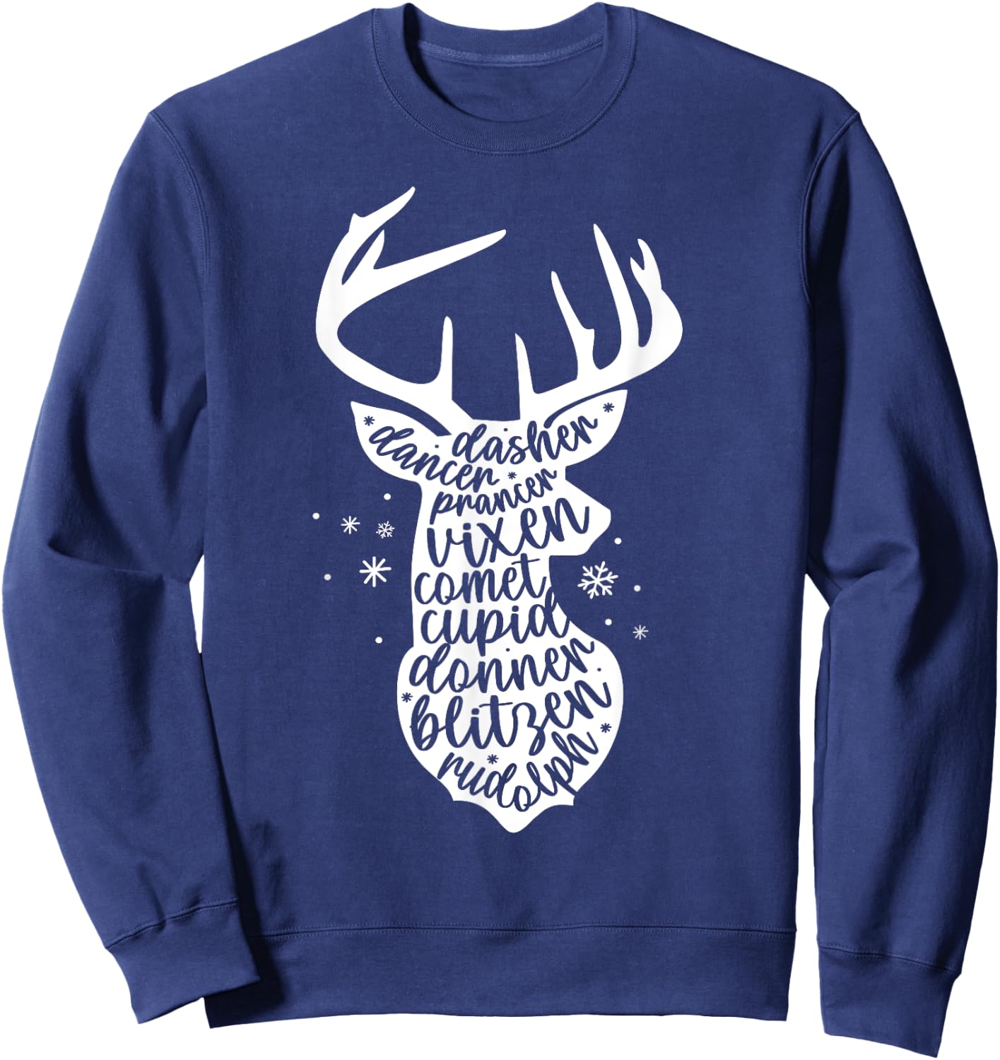 Christmas Reindeer Names Cute Holiday Rudolph Kids Sweatshirt - Sweatshirt | Navy