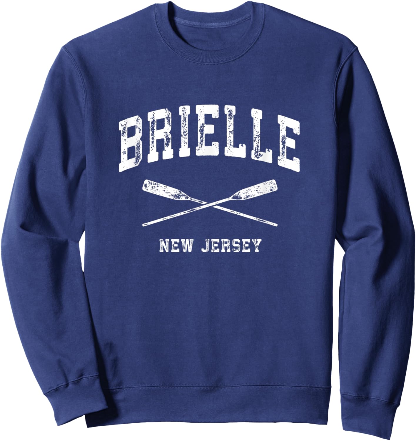 Brielle New Jersey Vintage Nautical Crossed Oars Sweatshirt - Sweatshirt | Navy