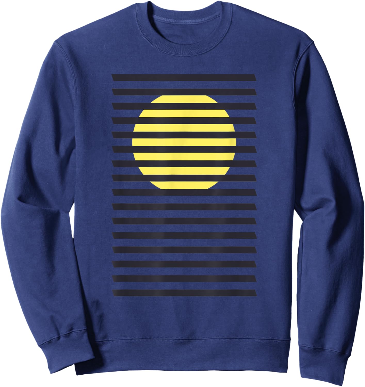Minimalist Striped Rising Sun Design, Bauhaus Geometric Sun Sweatshirt - Sweatshirt | Navy