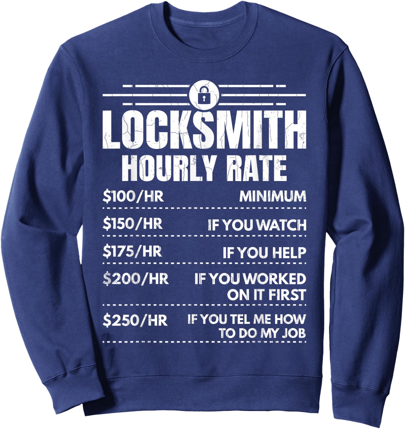 Locksmith Hourly Rate Locksmithing Lock Picking Graphic Sweatshirt - Sweatshirt | Navy