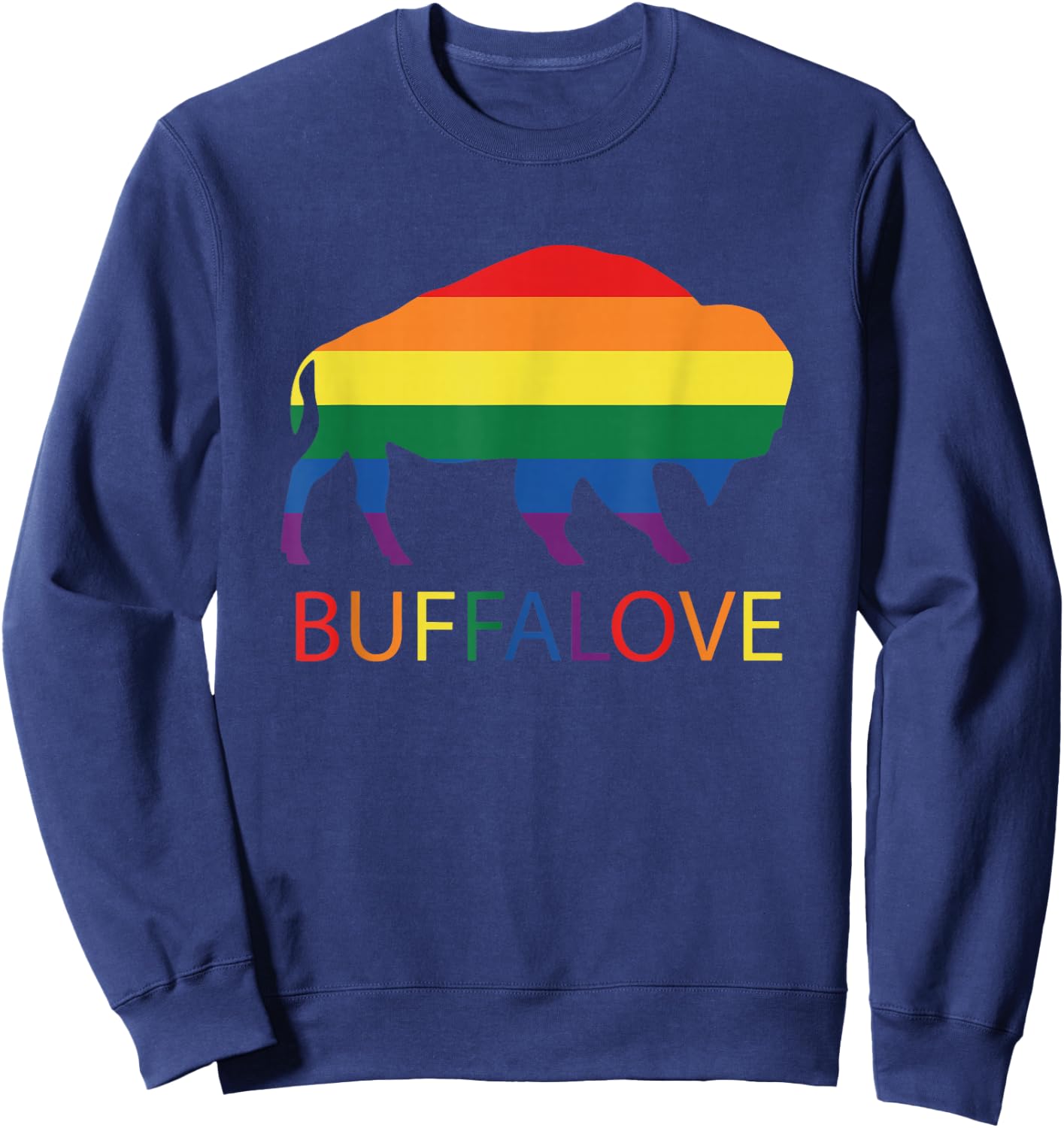 Bufflove Buffalo Say Gay Rainbow LGBTQ Pride Month Sweatshirt - Sweatshirt | Navy