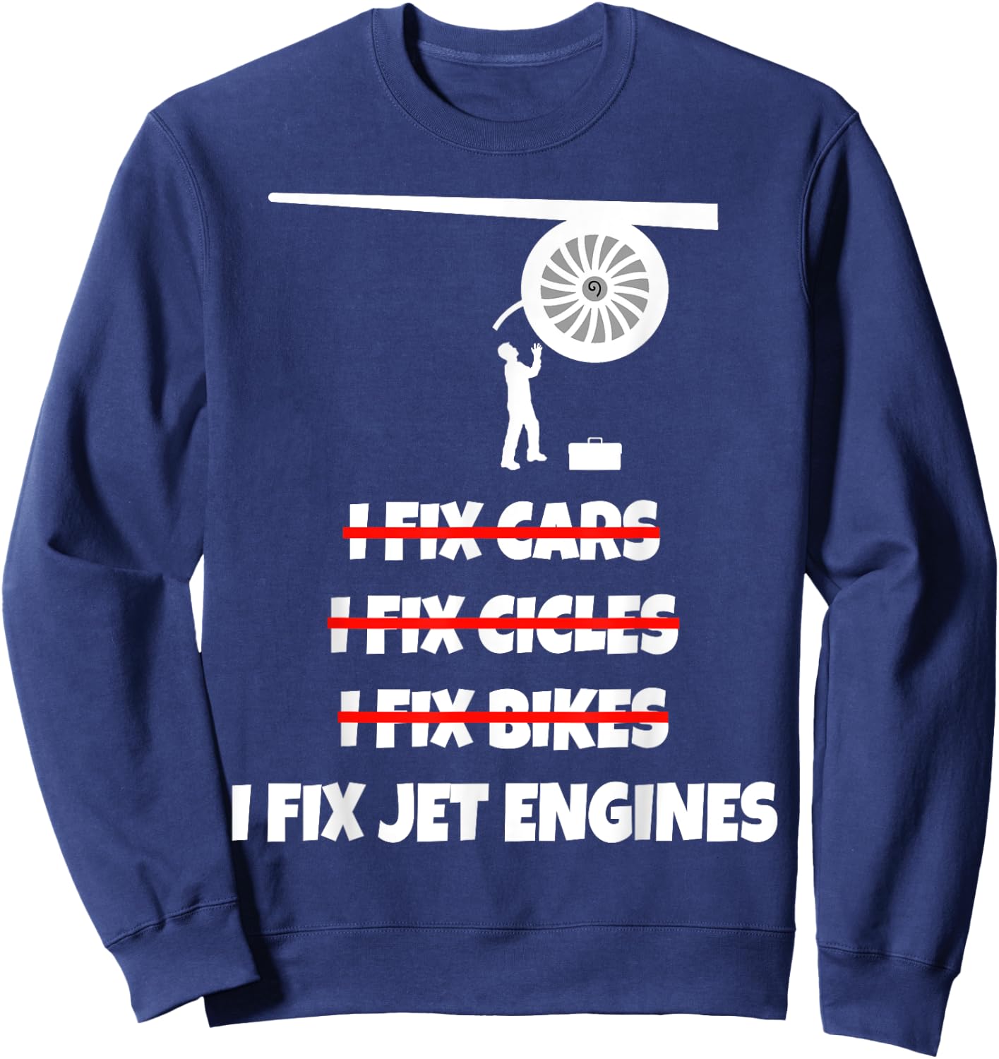 Jet Engine Picture Shirt Mechanic Airplane Technician Sweatshirt - Sweatshirt | Navy