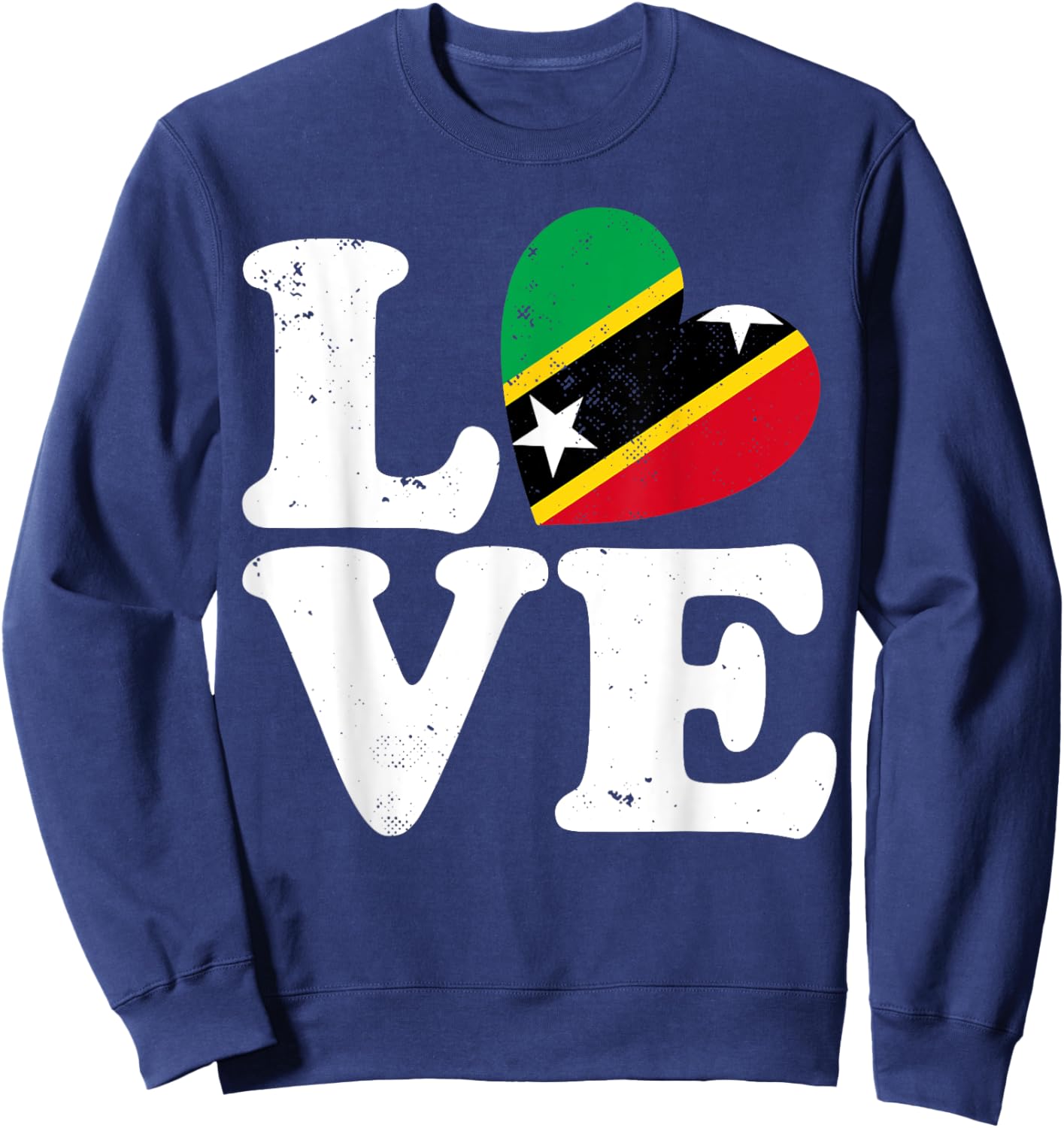 Love Heart St Kitts and Nevis Proud St Kitts and Nevis Flag Sweatshirt - Sweatshirt | Navy