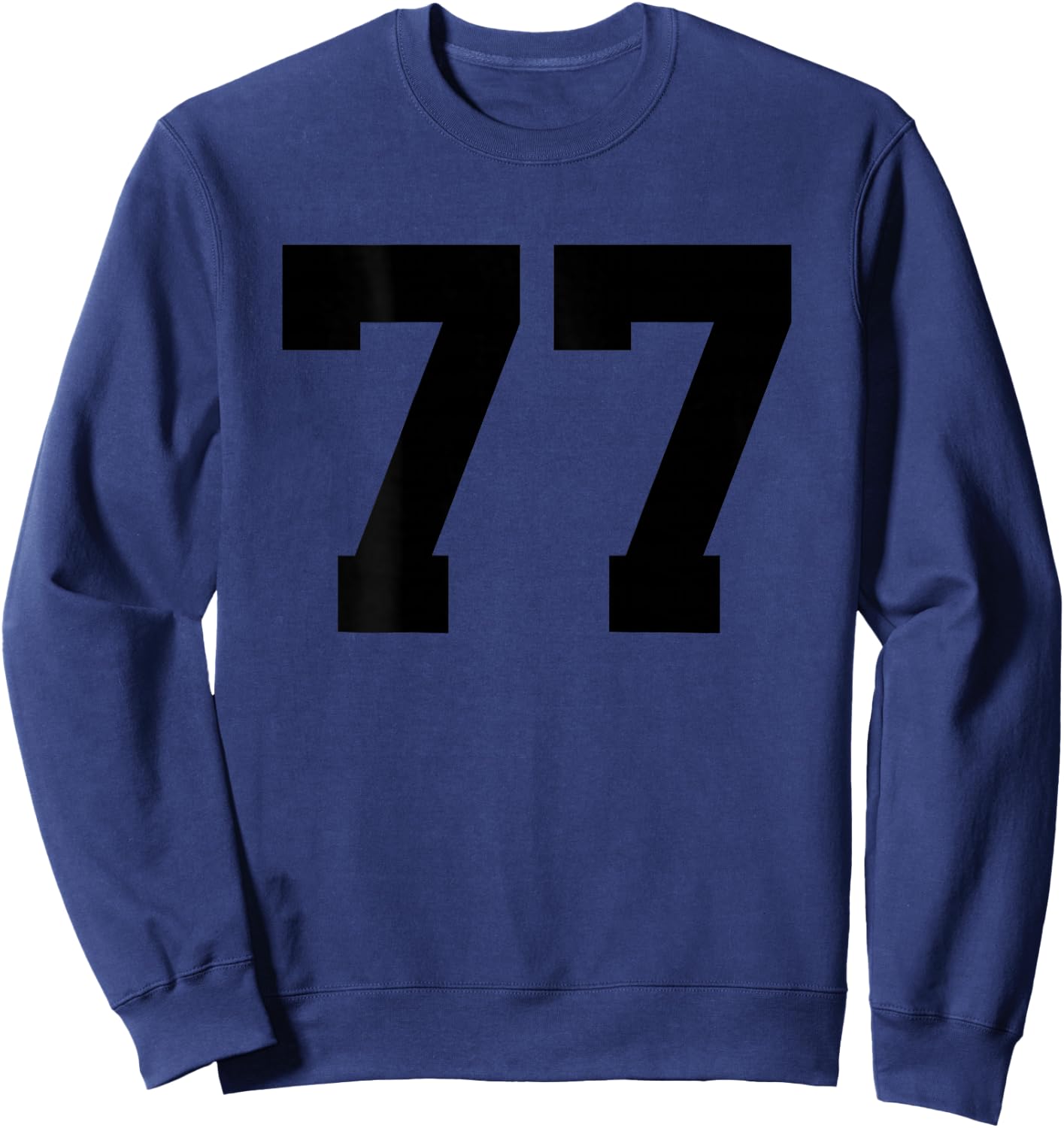 Number 77 (Prints on the Back) Cotton Team Jersey Sweatshirt - Sweatshirt | Navy