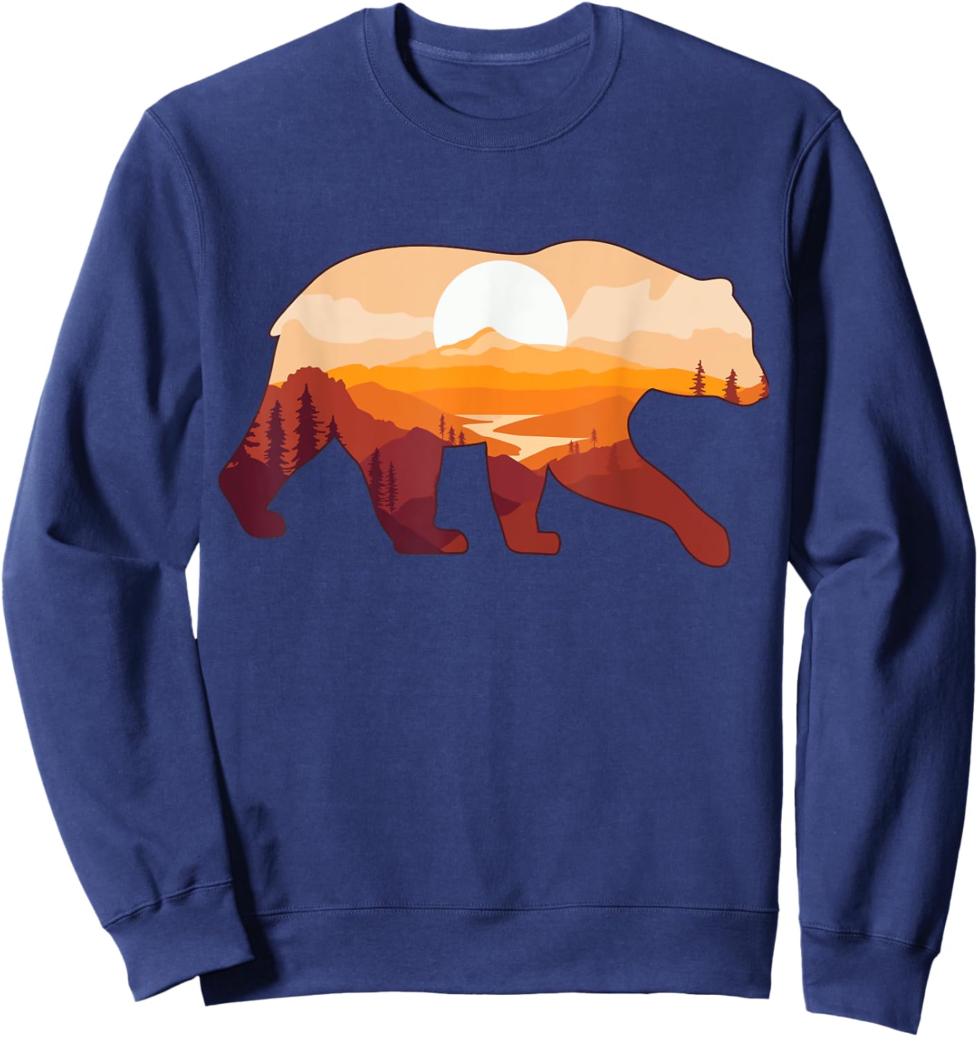 Bear Double Exposure Preserve Surreal Wildlife Animal Themed Sweatshirt - Sweatshirt | Navy