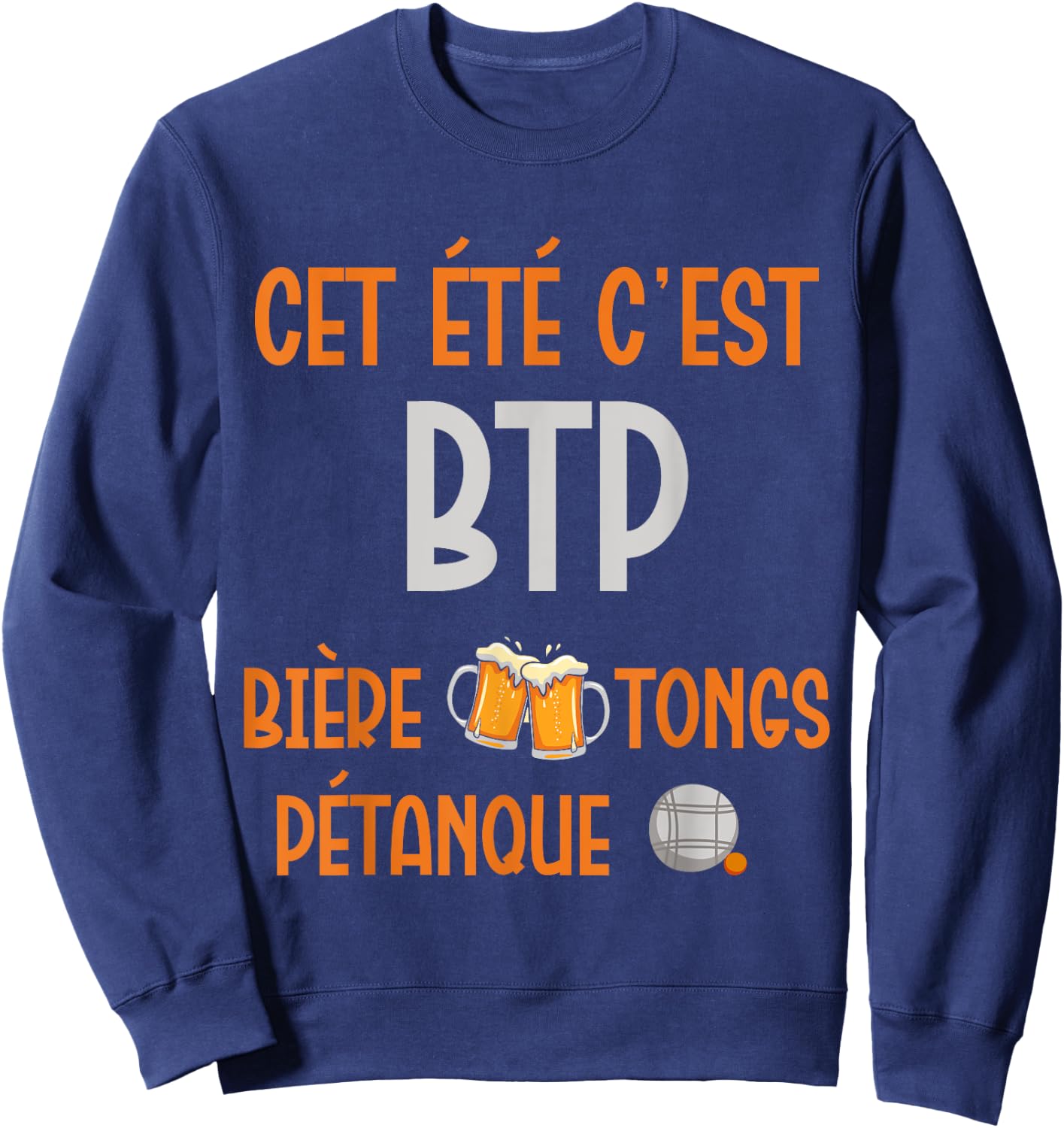 Gift humour summer man aperitif beauf beers flip flops petanque Sweatshirt - Sweatshirt | Navy