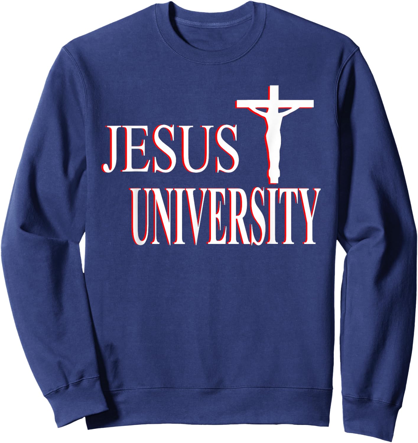 Christian Faith Jesus University Christian Sweatshirt - Sweatshirt | Navy
