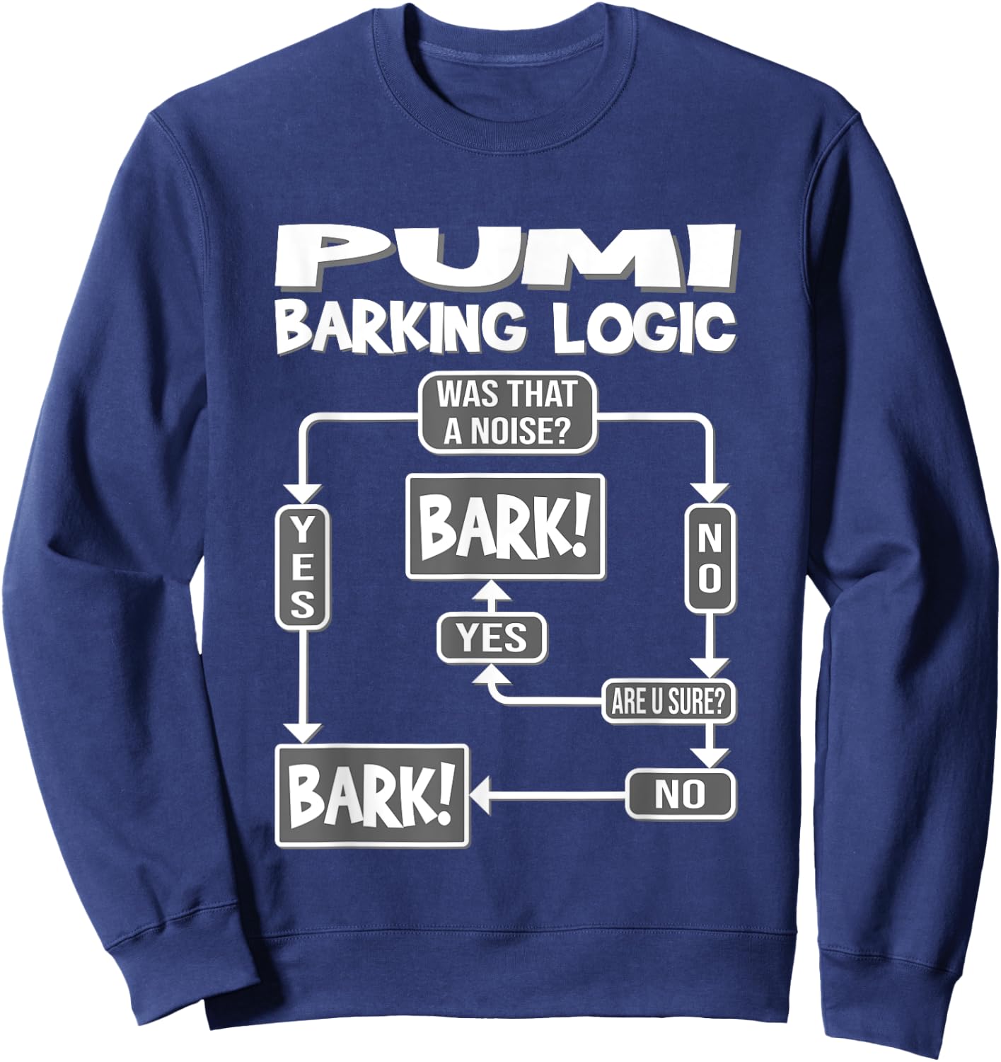 Dog Barking Logic, funny dog Gift, Funny Pumi Women Girls Kids Sweatshirt - Sweatshirt | Navy