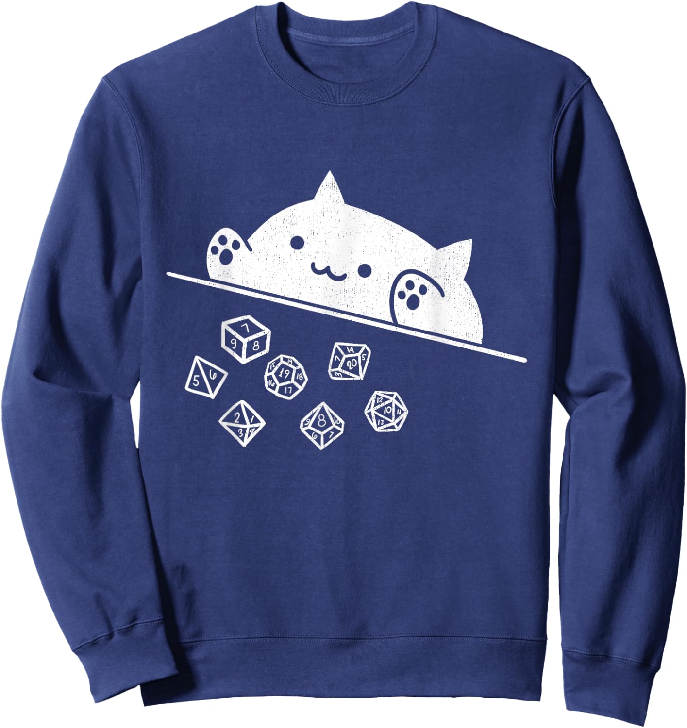 Niedliche Katze Gamer RPG Spiel Regenbogen Würfel Nerdy Männer Frauen Kinder Sweatshirt - Sweatshirt | Navy