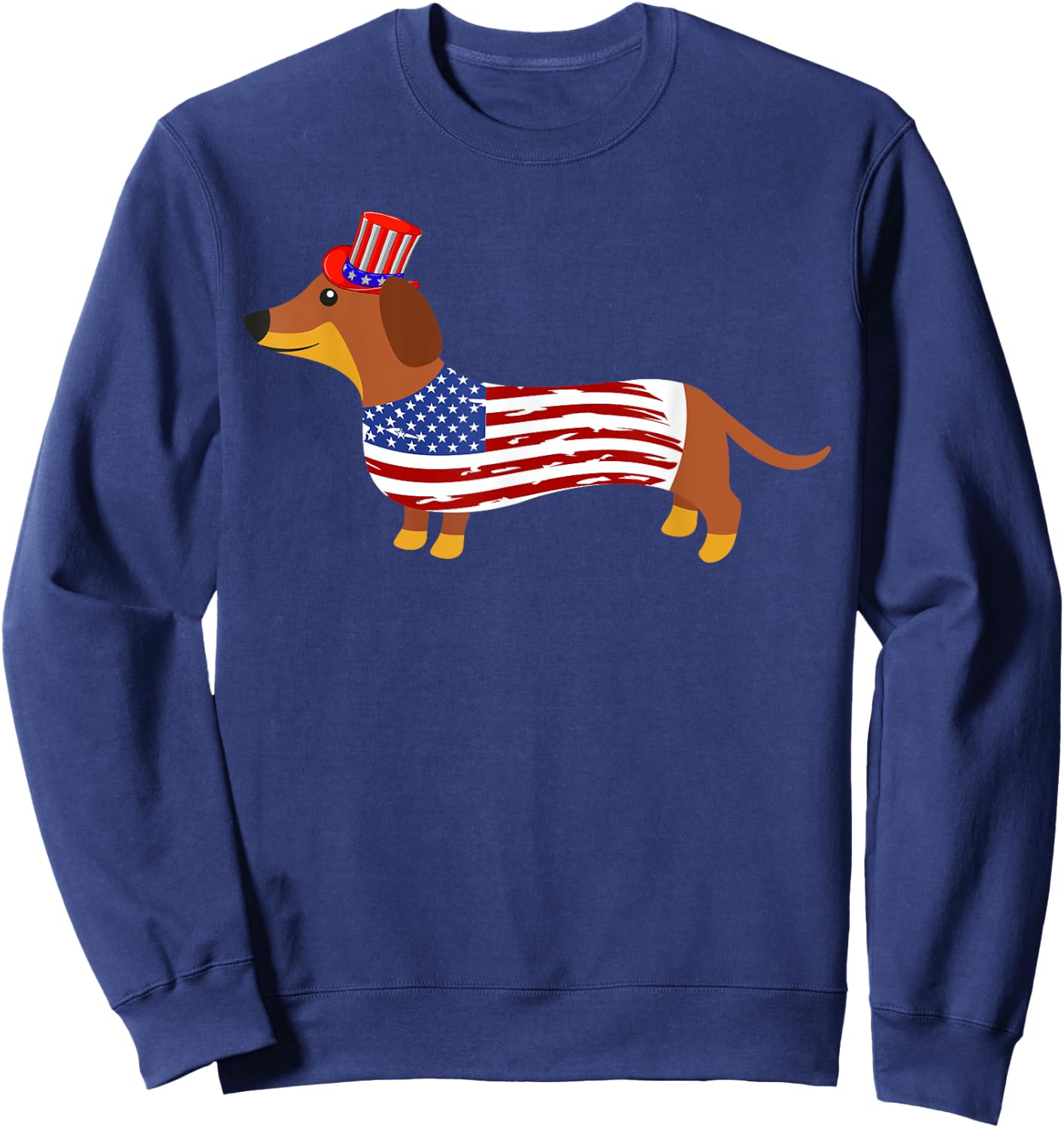 Dachshund 4th of July - American Flag Dachshund Kids Men Sweatshirt - Sweatshirt | Navy