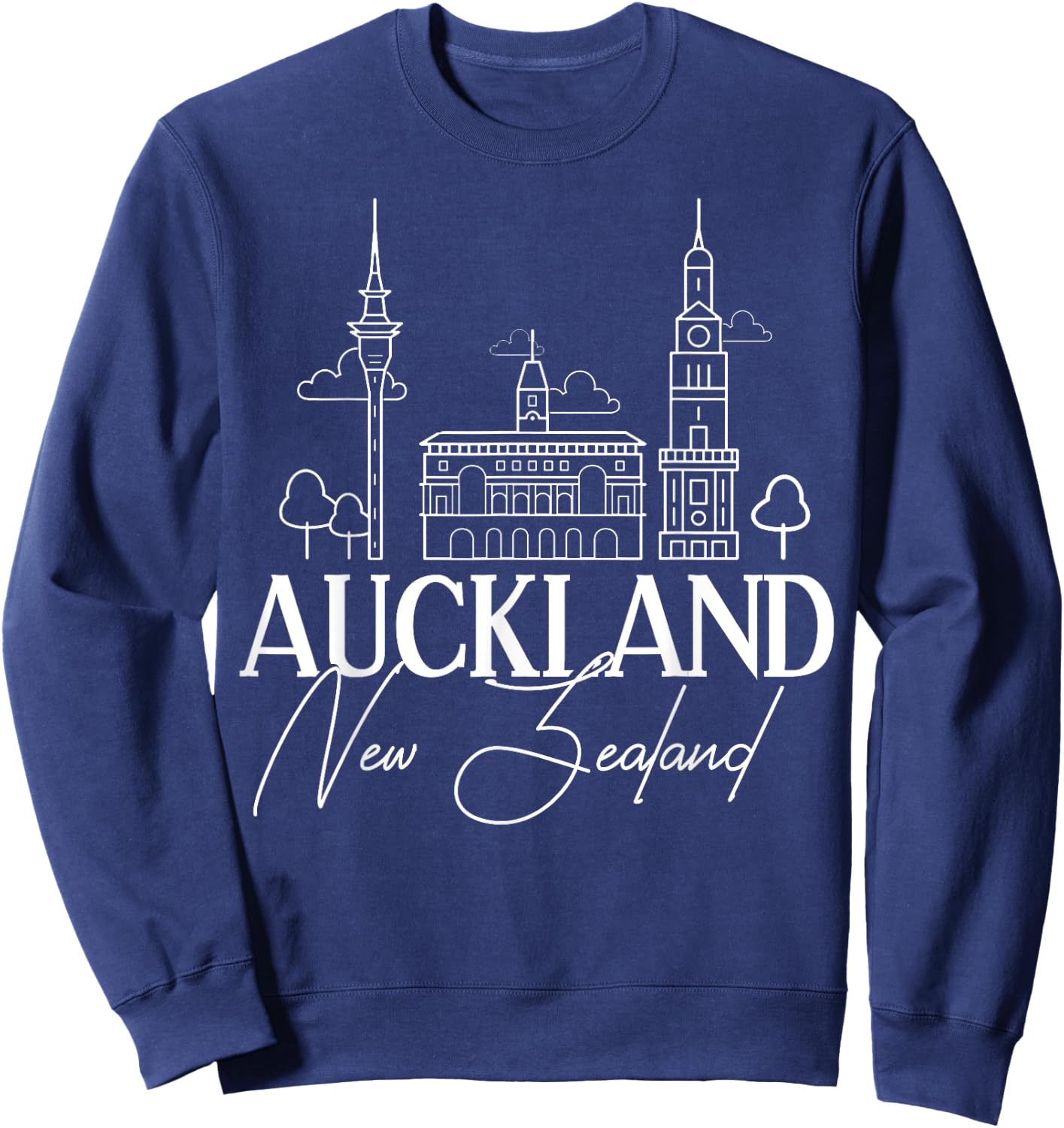 Auckland New Zealand City Skyline Map Travel Sweatshirt - Sweatshirt | Navy
